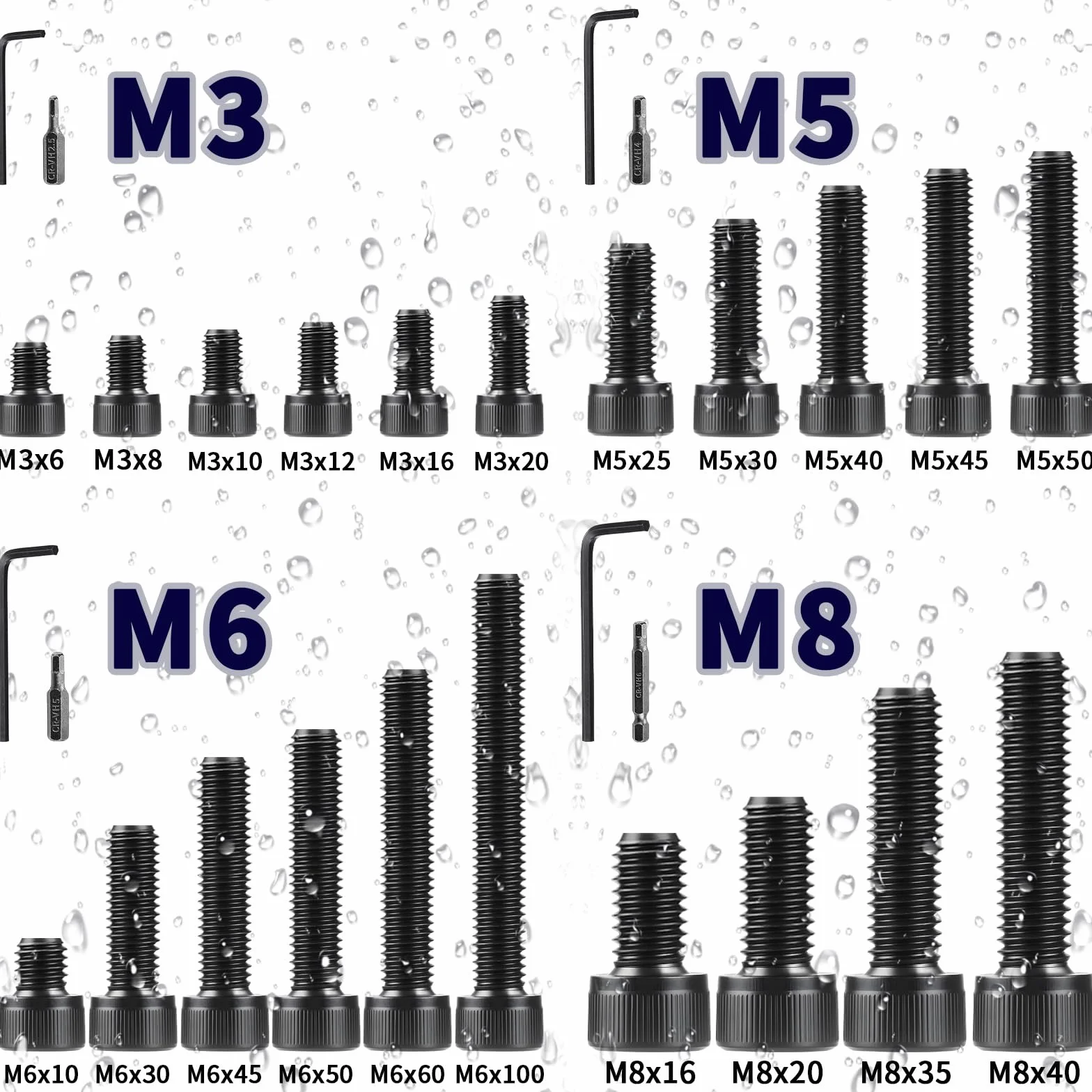 Śruby M3x12 mm, czarne, 60 sztuk, śruby cylindryczne M3, sześciokąt wewnętrzny DIN 912, śruby z łbem cylindrycznym, stal węglowa, śruby sześciokątne, pełny gwint, śruby imbusowe do maszyn