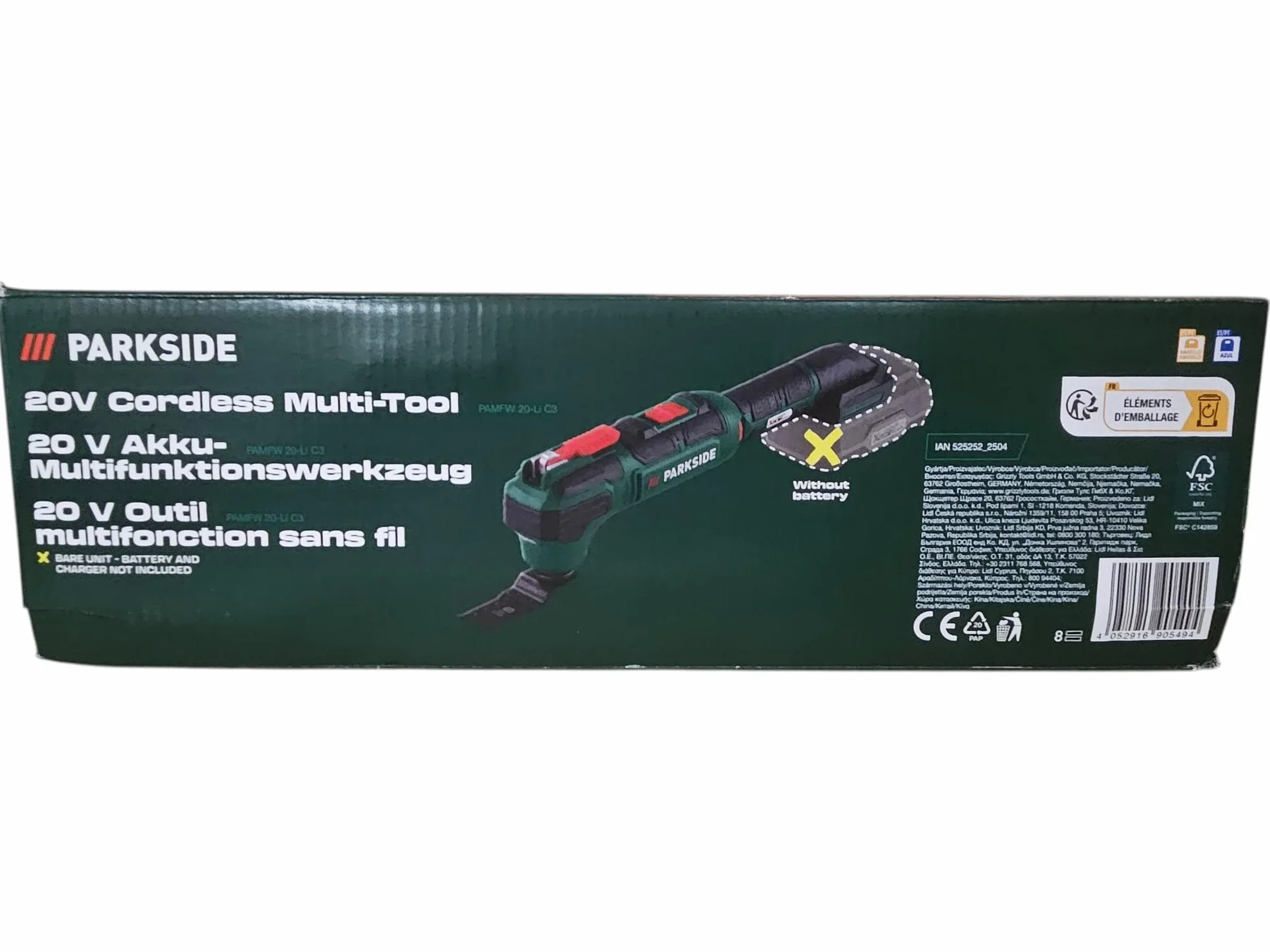 PARKSIDE PAMFW 20 -Li narzędzie wielofunkcyjne, 20 V, bez akumulatora/ładowarki, kompatybilne z Bosch Starlock Multimaster