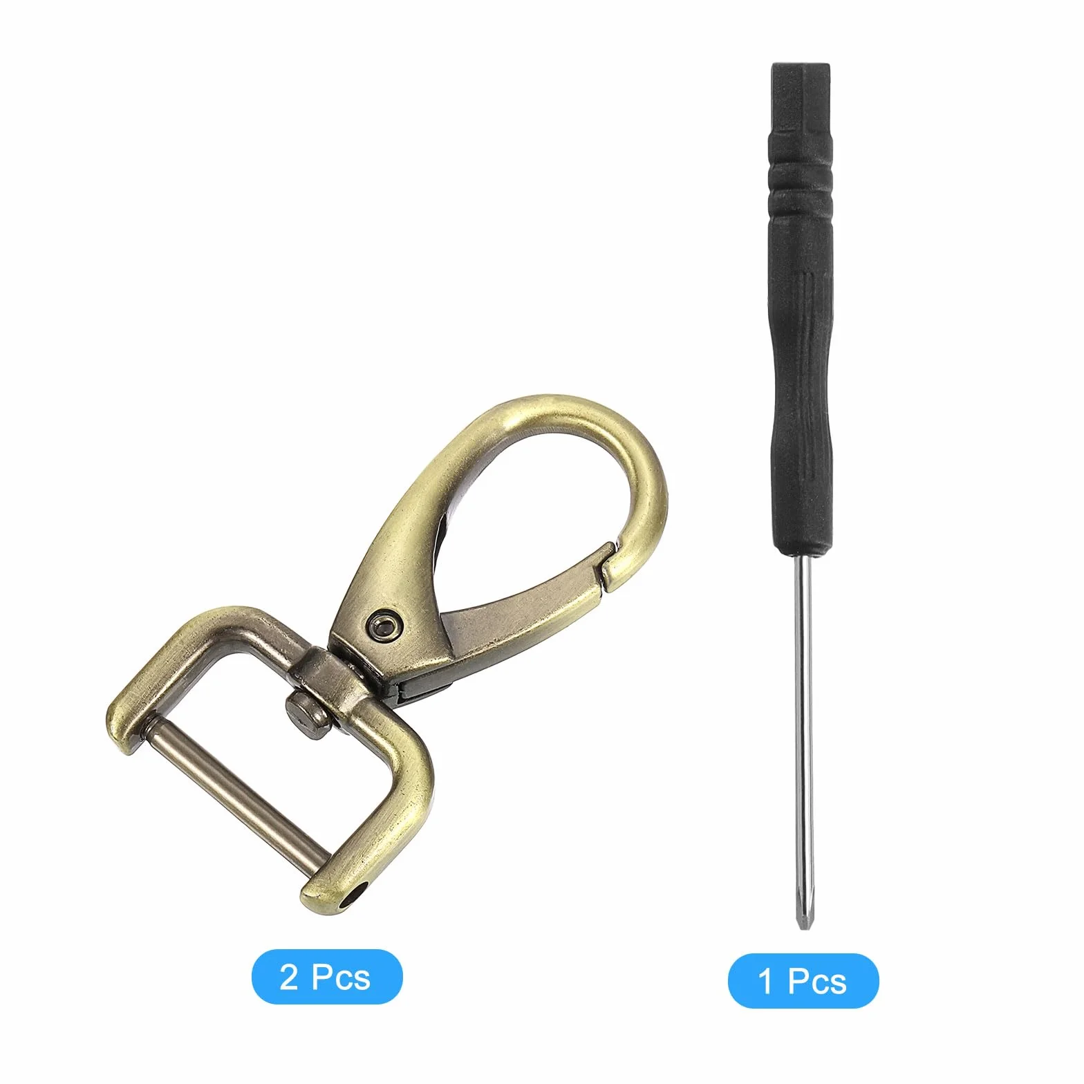 QUARKZMAN 2 szt. Obrotowy haczyk 19 mm (3/4") D Pierścień odpinany karabińczyk metalowy hak z pazurem zapięcie na haczyk ze śrubokrętem do torebki na klucze DIY Brąz