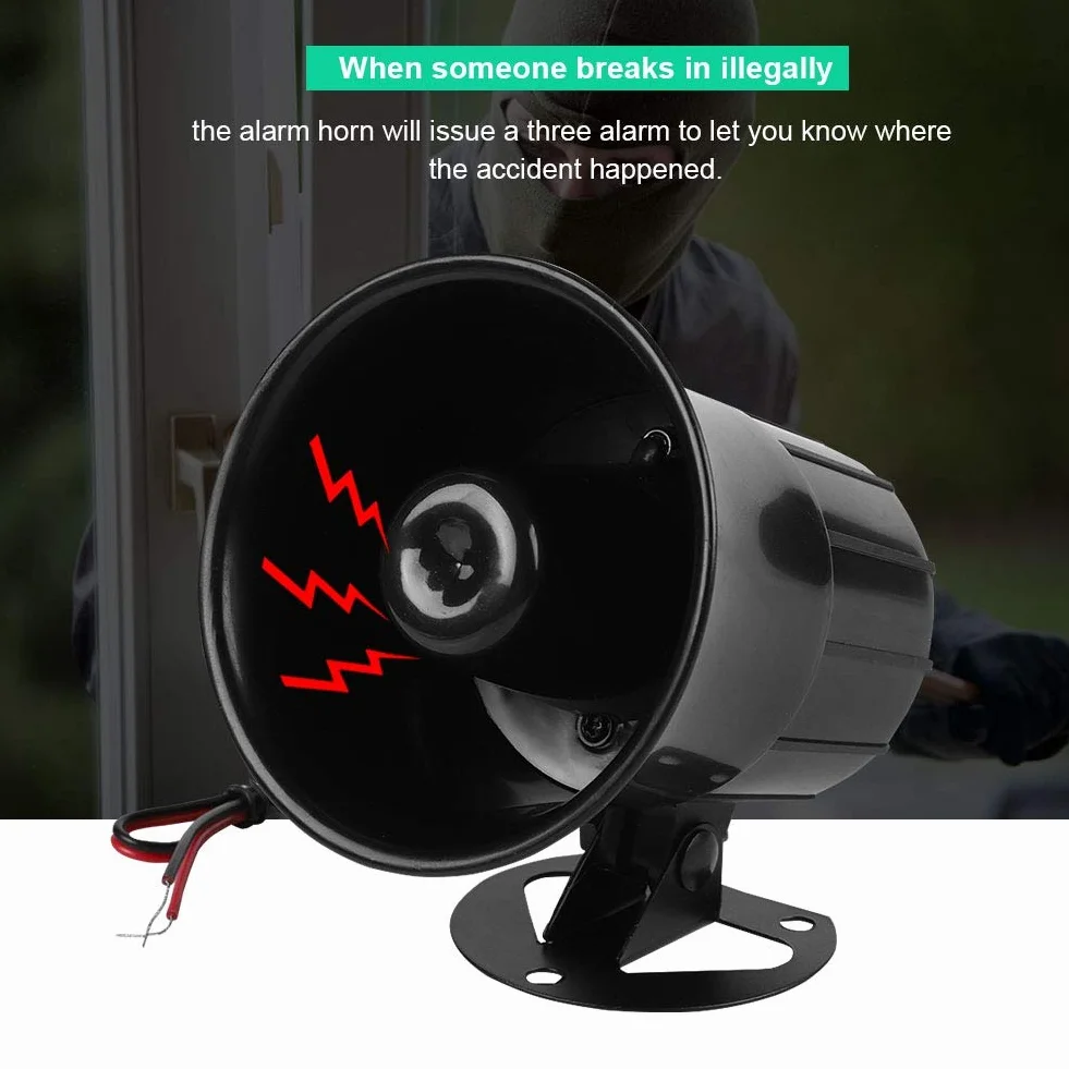 Horn Alarm, 110dB DC Draht lauter Horn Alarm, Sirene Lautsprecher Einbruchmeldeanlage für die Sicherheit im Freien