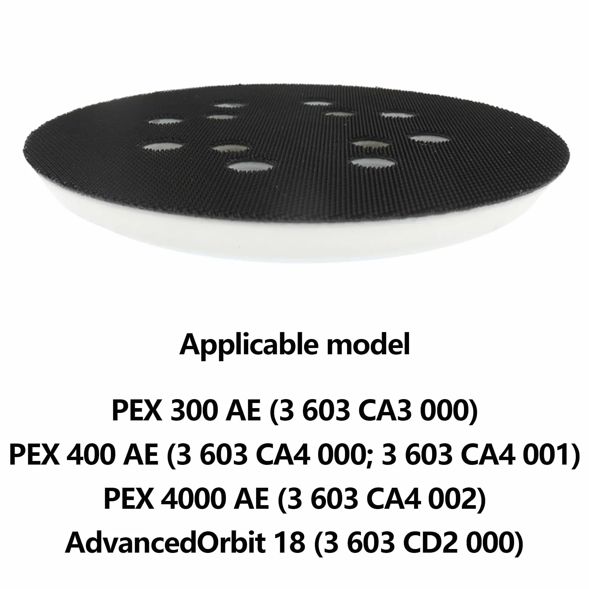 Tarcza szlifierska 125 mm z rzepem podtrzymująca dla Bosch, płyta szlifierska 125 mm z rzepem, akcesoria do szlifierki mimośrodowej PEX 300/400 AE/4000 AE/AdvancedOrbit 18 (Biały)
