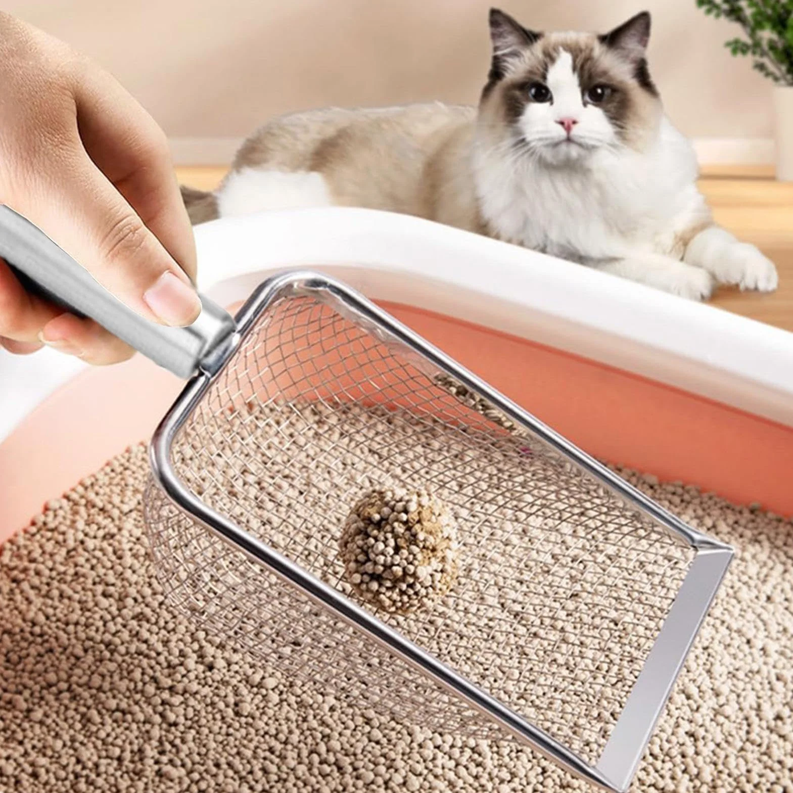 Generico Cat Litter Metal Scoop, przenośny karafka do strzyżenia kota, ze stali nierdzewnej, łyżka do pomponów, narzędzie do szufelek dla kotów i muszli, podnoży dla żabek dla żabek, kotów i żółwi