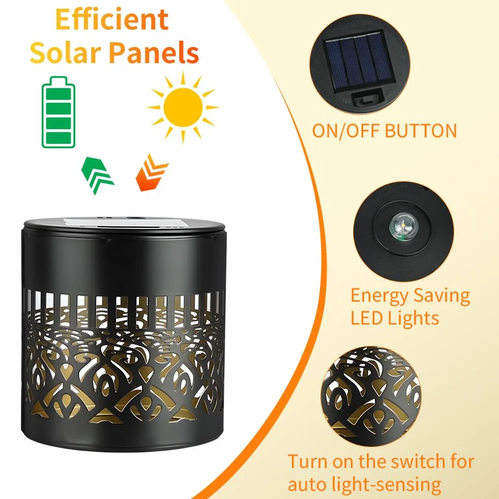 Lampy solarne do użytku na zewnątrz, 2 sztuki Latarnia solarna do użytku na zewnątrz IP65 wodoodporna dekoracja balkonu, metalowa lampa ogrodowa LED do dekoracji ogrodu, dekoracji ogrodowej