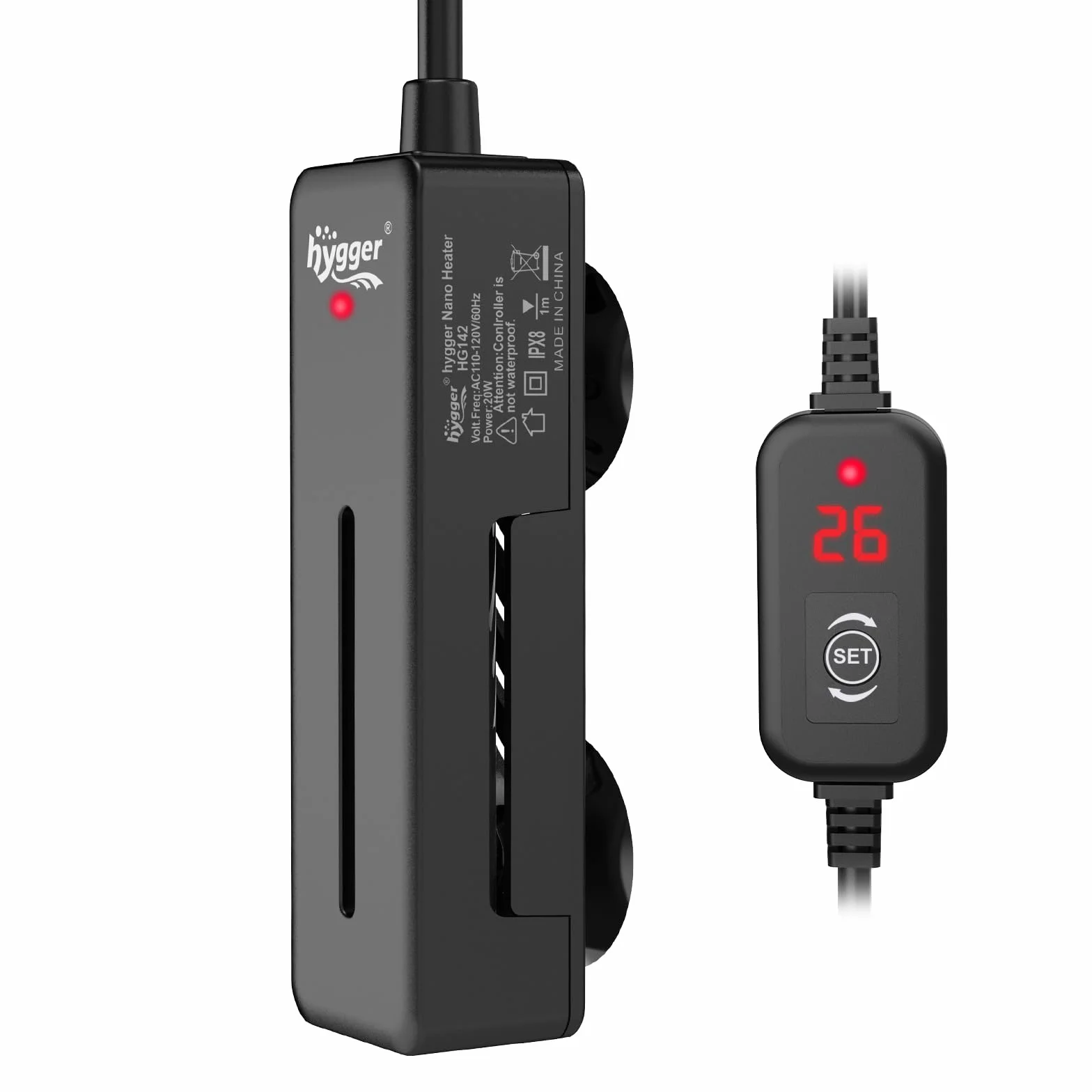 hygger Grzejnik do akwarium, mały, mini grzejnik do akwarium dla żółwi Betta, 20 W, grzejnik do akwarium z cyfrowym wyświetlaczem, do zbiorników 3-19 l
