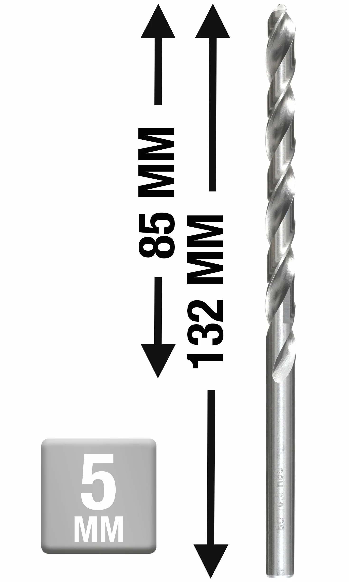 kwb Precyzyjne wiertło do metalu HSS typ N Ø 5 mm, 132 mm - bardzo długie, DIN 340 cięcie prawostronne