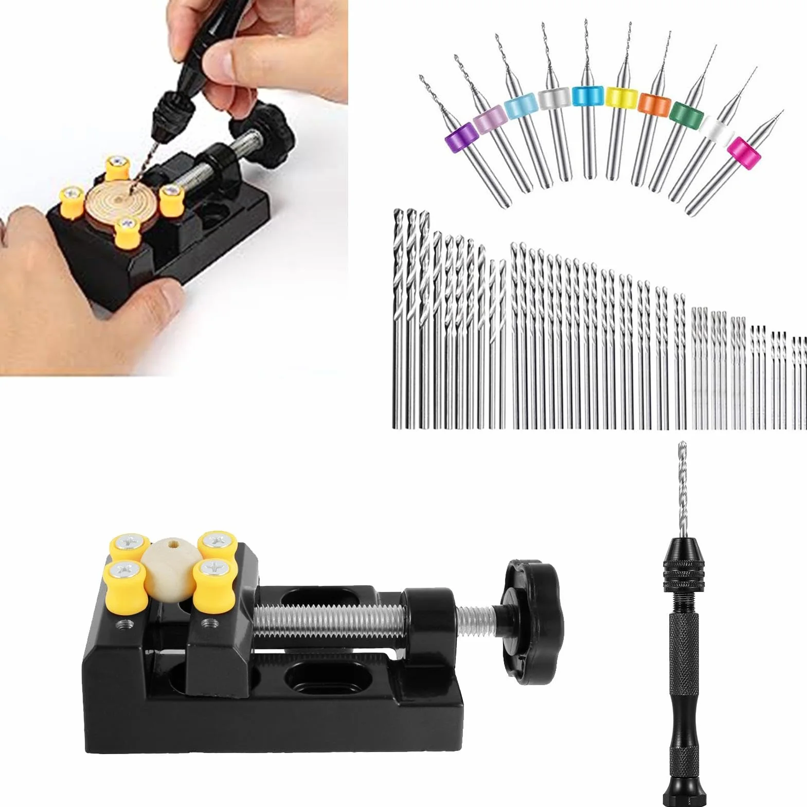 Wiertło ręczne imadło, małe wiertło spiralne z imadłem | miniaturowe wiertło hobbystyczne, wiertło jubilerskie, zestaw wierteł ręcznych, wiertarka ręczna do rzeźbienia rzemieślniczego