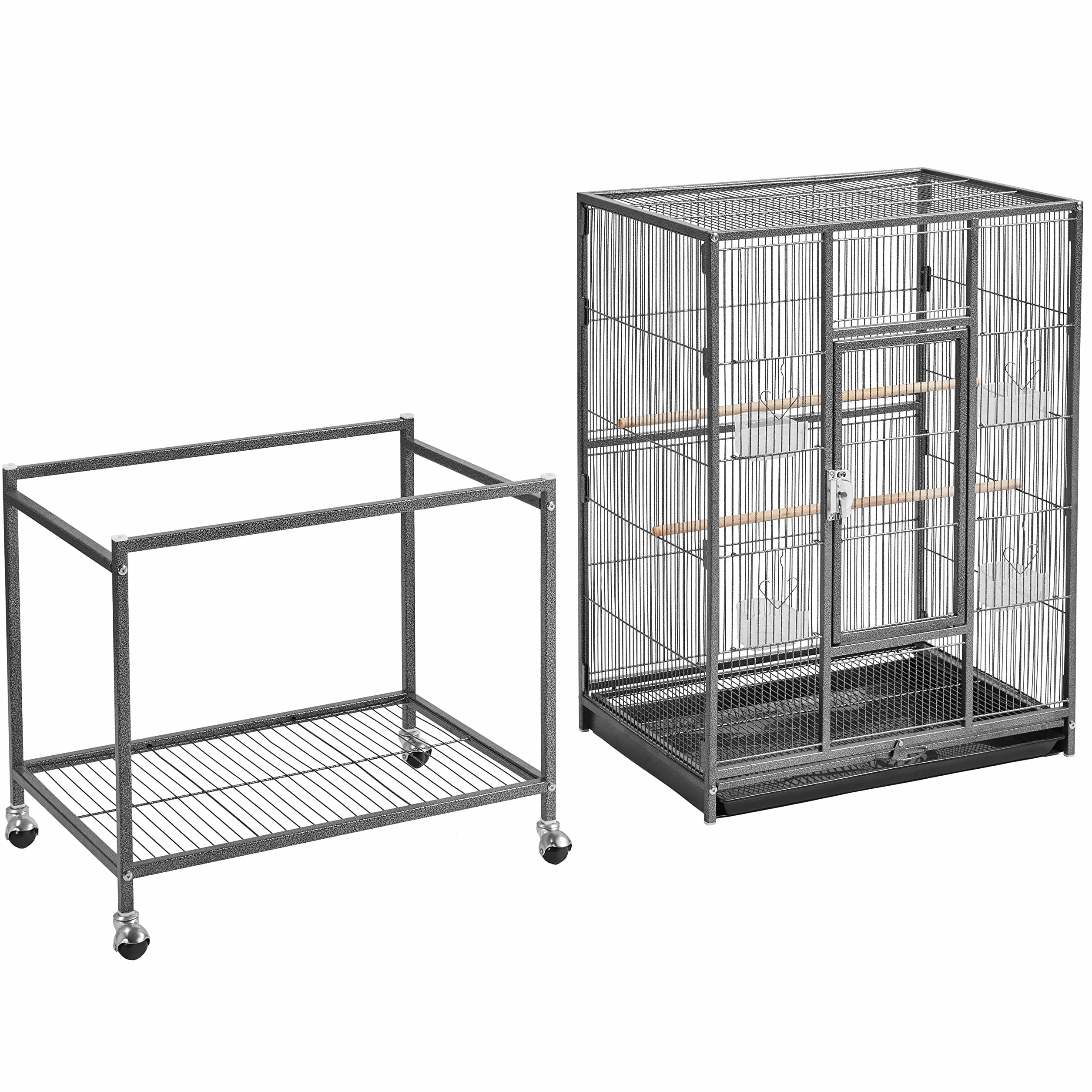 Yaheetech Wolierka dla ptaków klatka z drzwiczkami domek dla ptaków z rolkami 61 x 43 x 135 cm