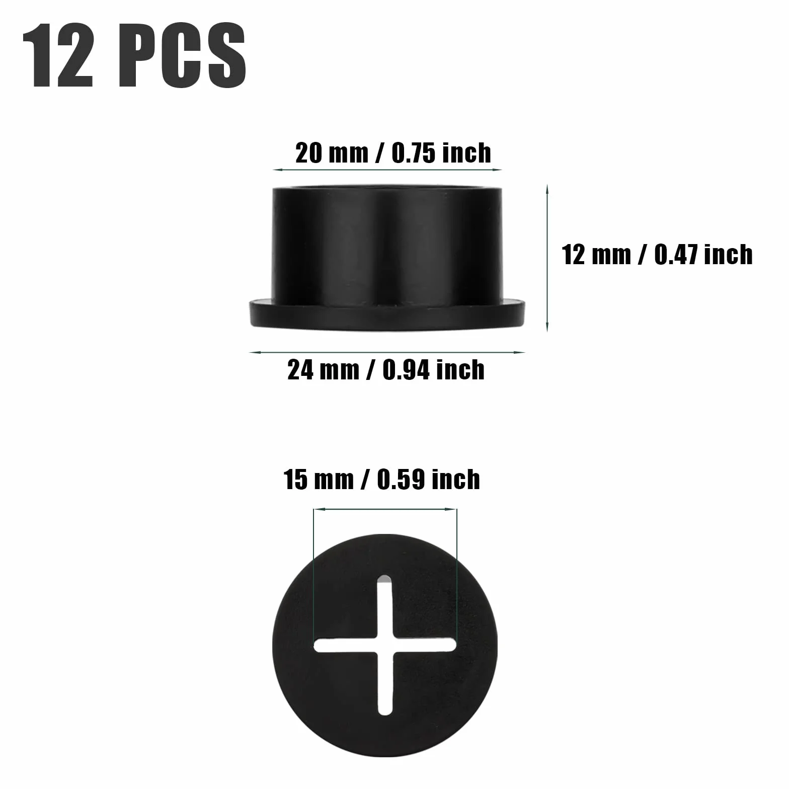 12 Szt. 20mm Przepust Kablowy, Przepust Kablowy z Tworzywa Sztucznego z Drutu Oslona Otworu Organizer Kabli Styl Krzyzakowy Uchwyty na Przewody na Biurko Dom Szkole (Czarny)