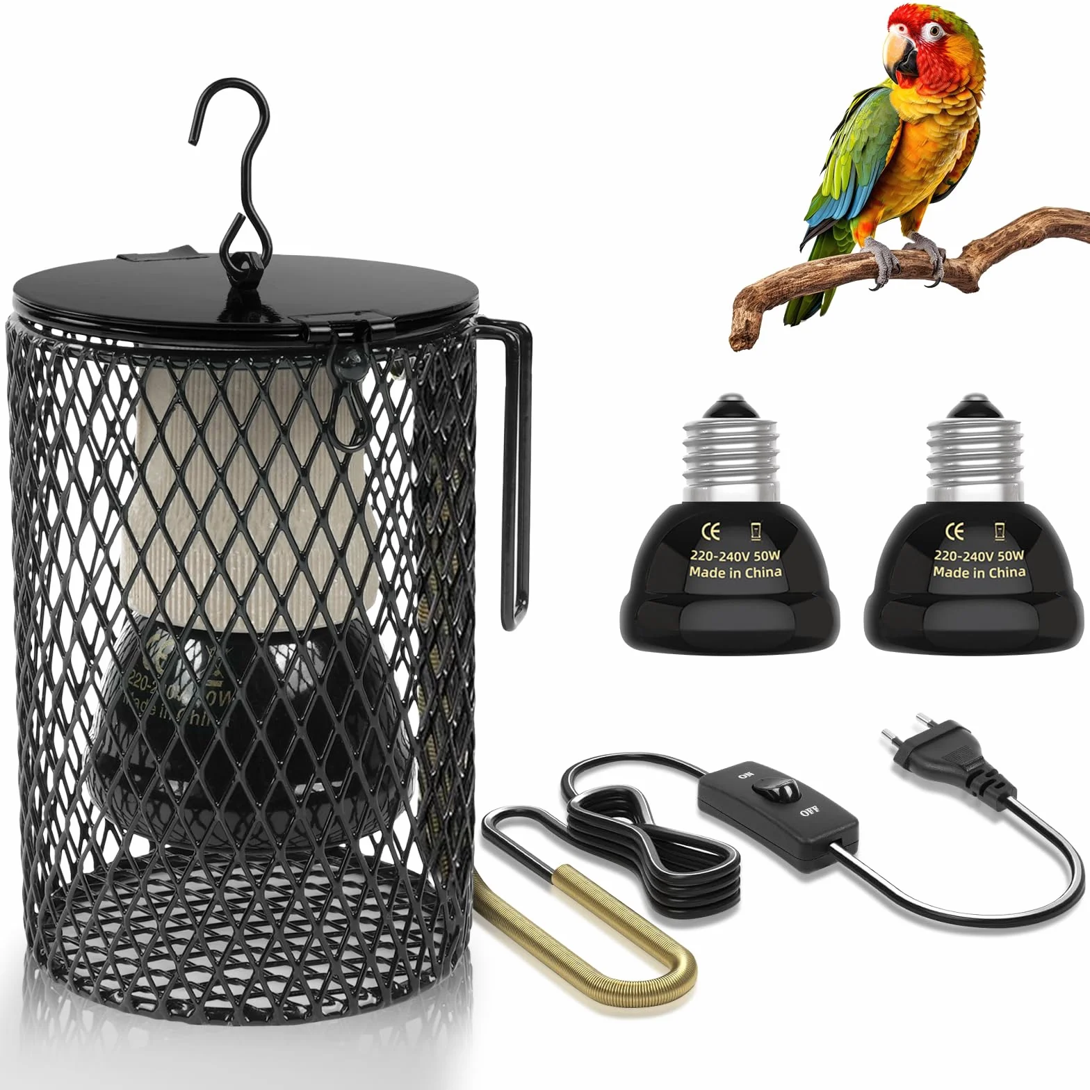 Grzewcza lampa dla gadów, ceramiczne żarówki na podczerwień, 50W, AC 220V, E27