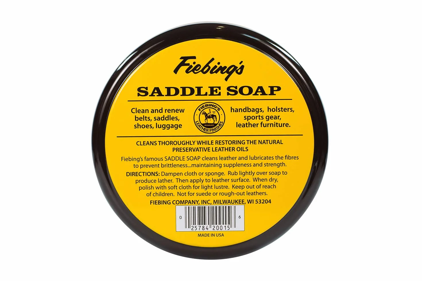 Fiebing's Saddle Soap Yellow Polish Cleans Leather Renew Revive Color 12 oz