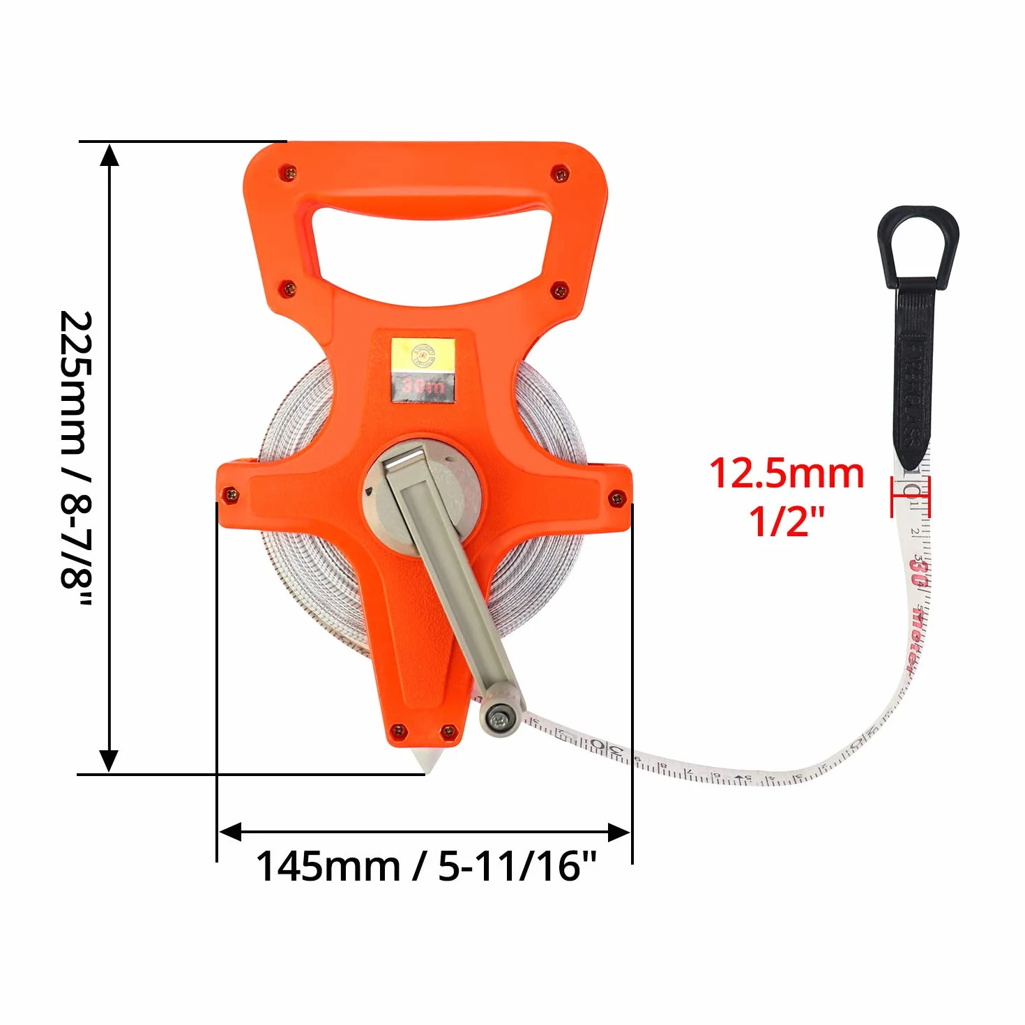 QWORK® Taśma miernicza z włókna szklanego, taśma rolkowa, 30M / 100 FT, dwustronna