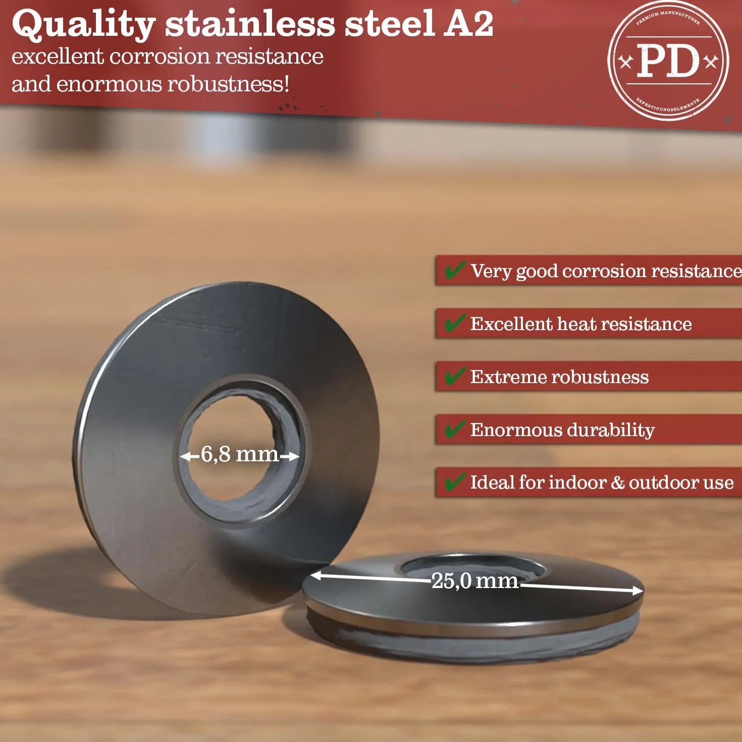 PD® M5 uszczelniające podkładki z EPDM (5,2 x 14 mm) | uszczelniające podkładki do śrub A2 V2A | podkładki do wkrętów spazerowych, śrub wiertniczych i śrub eternit