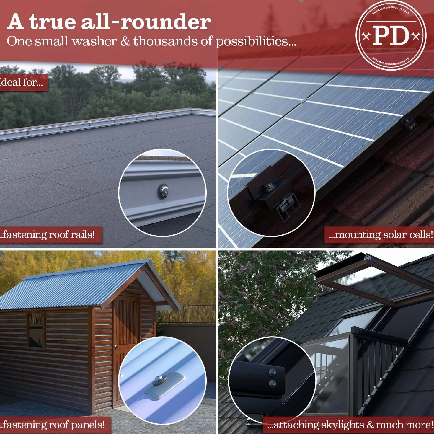 PD® M5 uszczelniające podkładki z EPDM (5,2 x 14 mm) | uszczelniające podkładki do śrub A2 V2A | podkładki do wkrętów spazerowych, śrub wiertniczych i śrub eternit