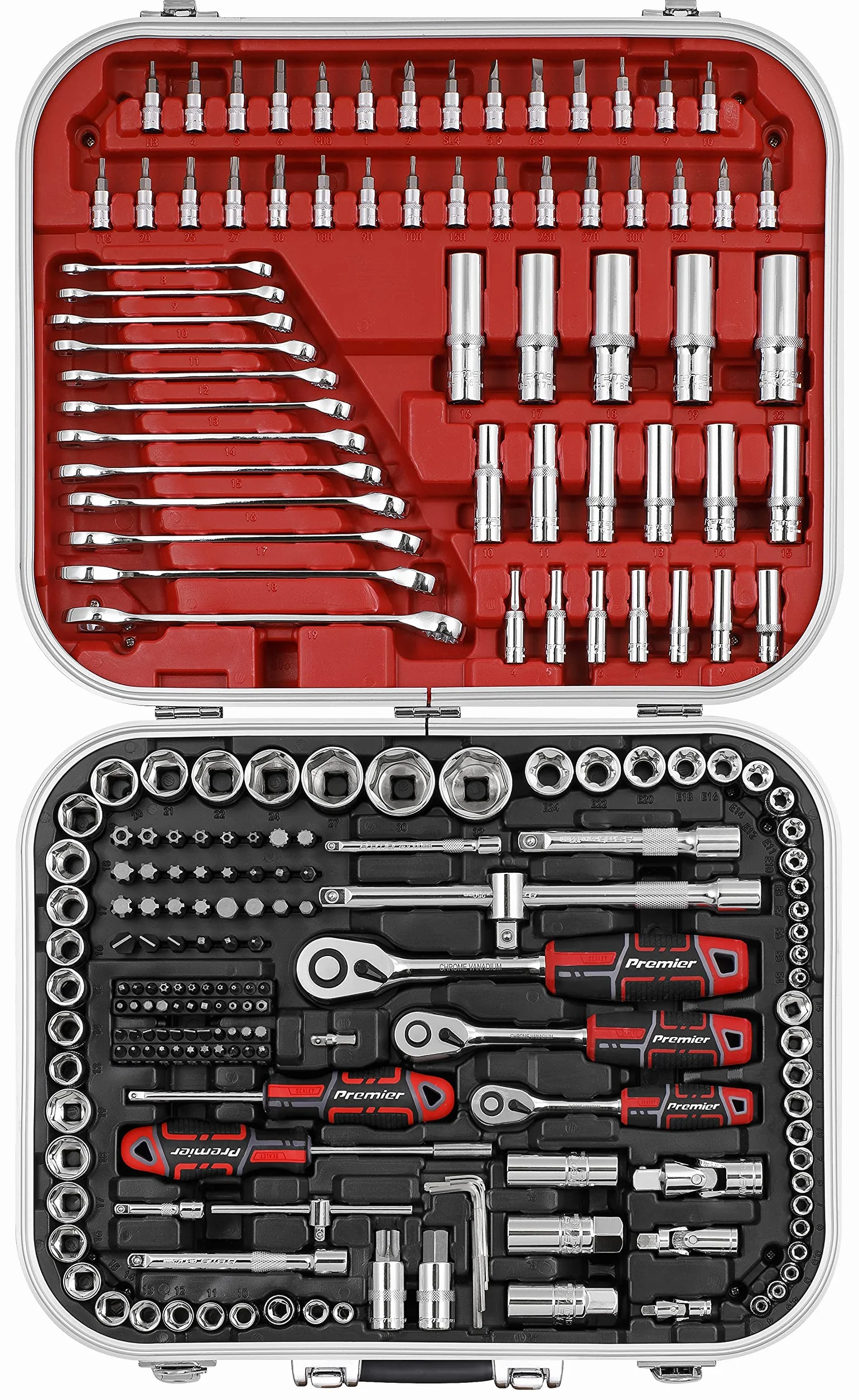 Sealey Zestaw nasadek 216 szt. 1/10.2 cm, 3/20.3 cm i 1/2"Sq Drive WallDrive® - AK7982
