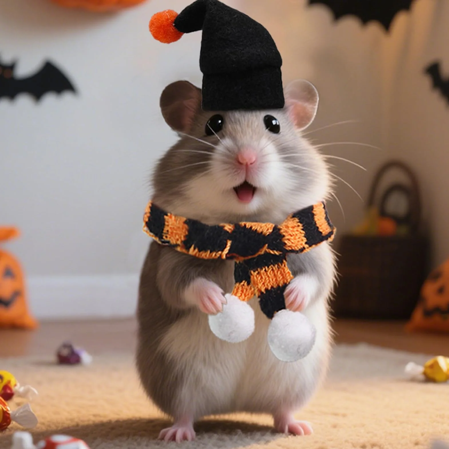 Przebranie chomika z szalikiem, uroczy strój dla chomika krasnoludka Halloween, strój dekoracyjny akcesoria imprezy dla gryzoni fotografia urodziny