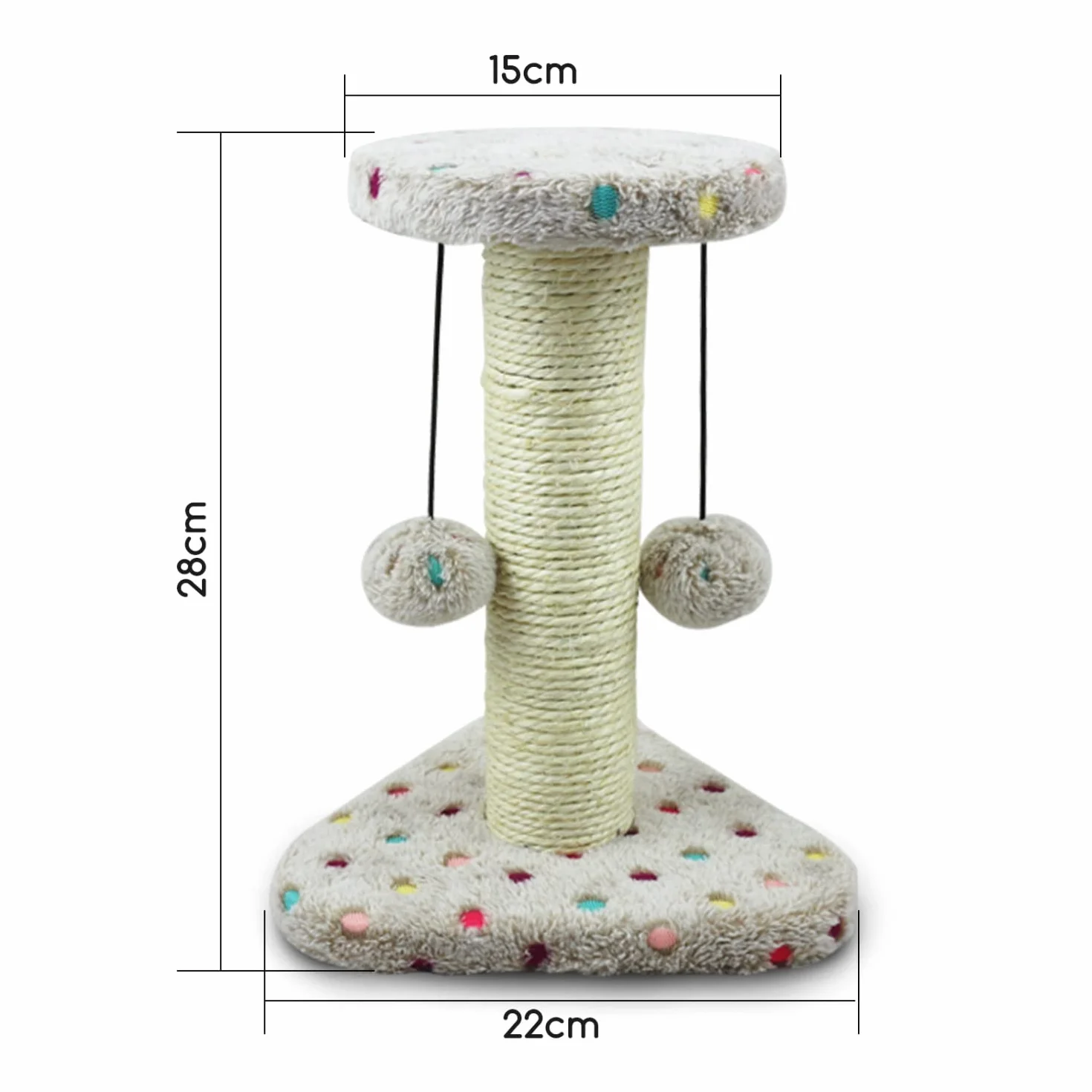 Nobleza - Zabawka do drapania dla kotów, typ kolumnowy z piłeczkami. Kolor brązowy, wymiary: 20 * 22 * 28 cm