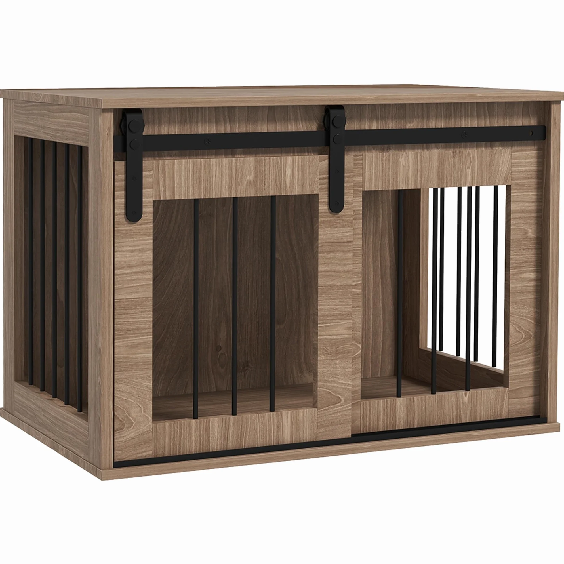 PawHut Klatka dla psa Domek dla psa Kryty mebel Klatka dla psa 1 drzwi przesuwne, stolik pomocniczy, efekt drewna, wymiary 57H x 80 L x 54 l, brązowy