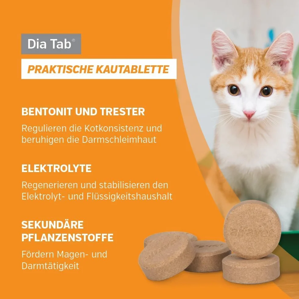 alfavet Dia Tab® Diät-Ergänzungsfuttermittel für Hunde und Katzen 20 Kautabletten à 5,5 g in Dose für Reiseapotheke