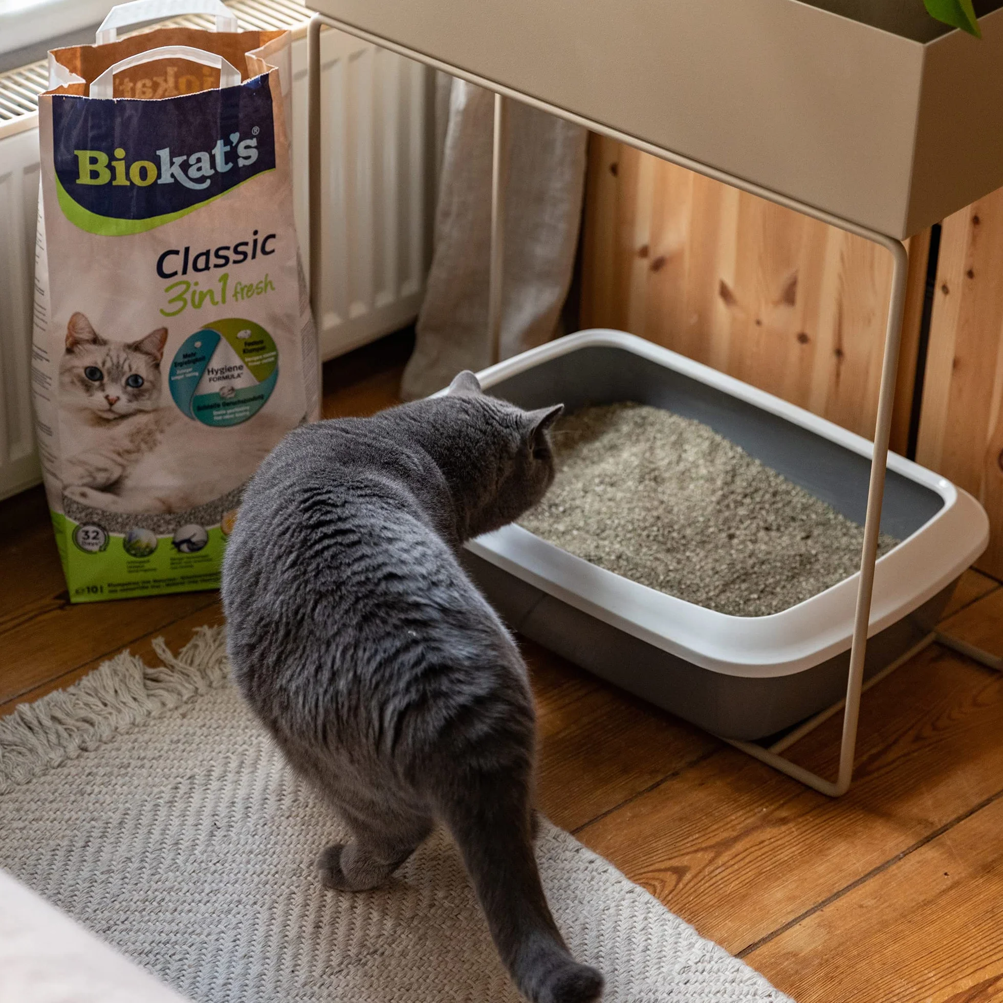 Biokatʼs Classic fresh 3in1 żwirek o zapachach wiosennych - Zbrylający żwirek dla kota o 3 różnych rozmiarach ziarna - 1 worek (1 × 10 l)