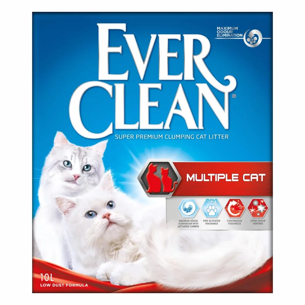 Ever Clean Zbrylający się żwirek dla kota, wielokrotny kot, pachnący dla długotrwałej świeżości, niezrównana wytrzymałość na zbrylanie, 10L
