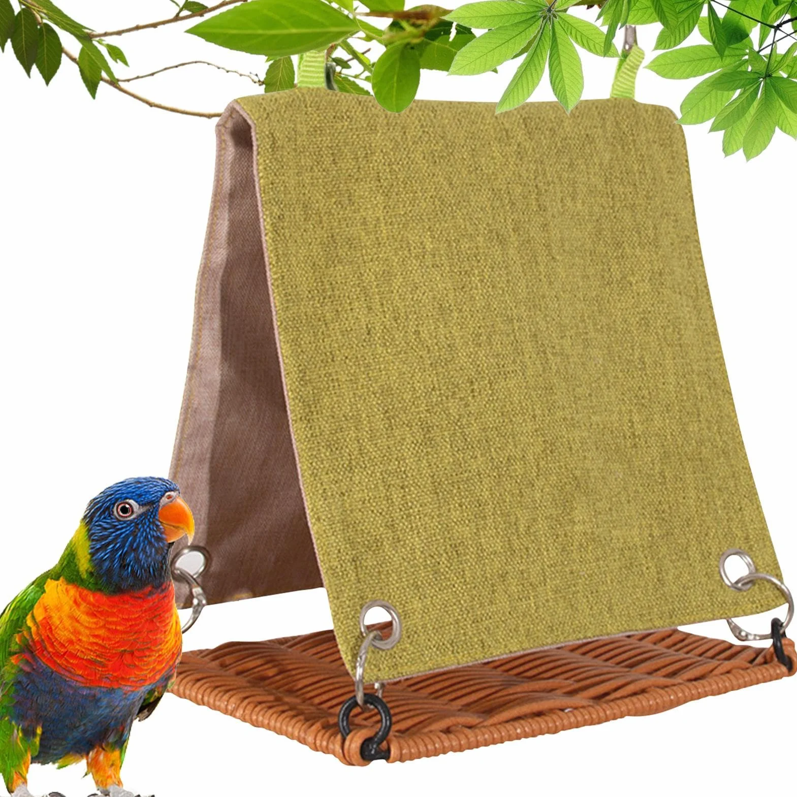 Rattan Swing Bird Hut Hammock 5.91x3.94x5.51 inches Cozy Nest Cage Accessory for Lovebirds Parakeets Cockatiels Budgies