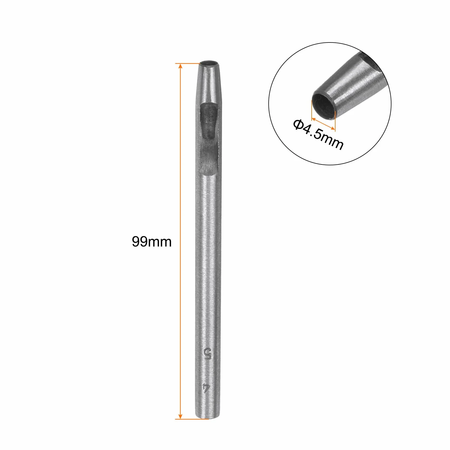 QUARKZMAN Dziurkacz do skóry 4,5 mm narzędzie do dziurkowania okrągłe otwory pasek ze stali węglowej pojedynczy stempel do cięcia pasków do zegarka rzemiosło skóra guma papier tkanina