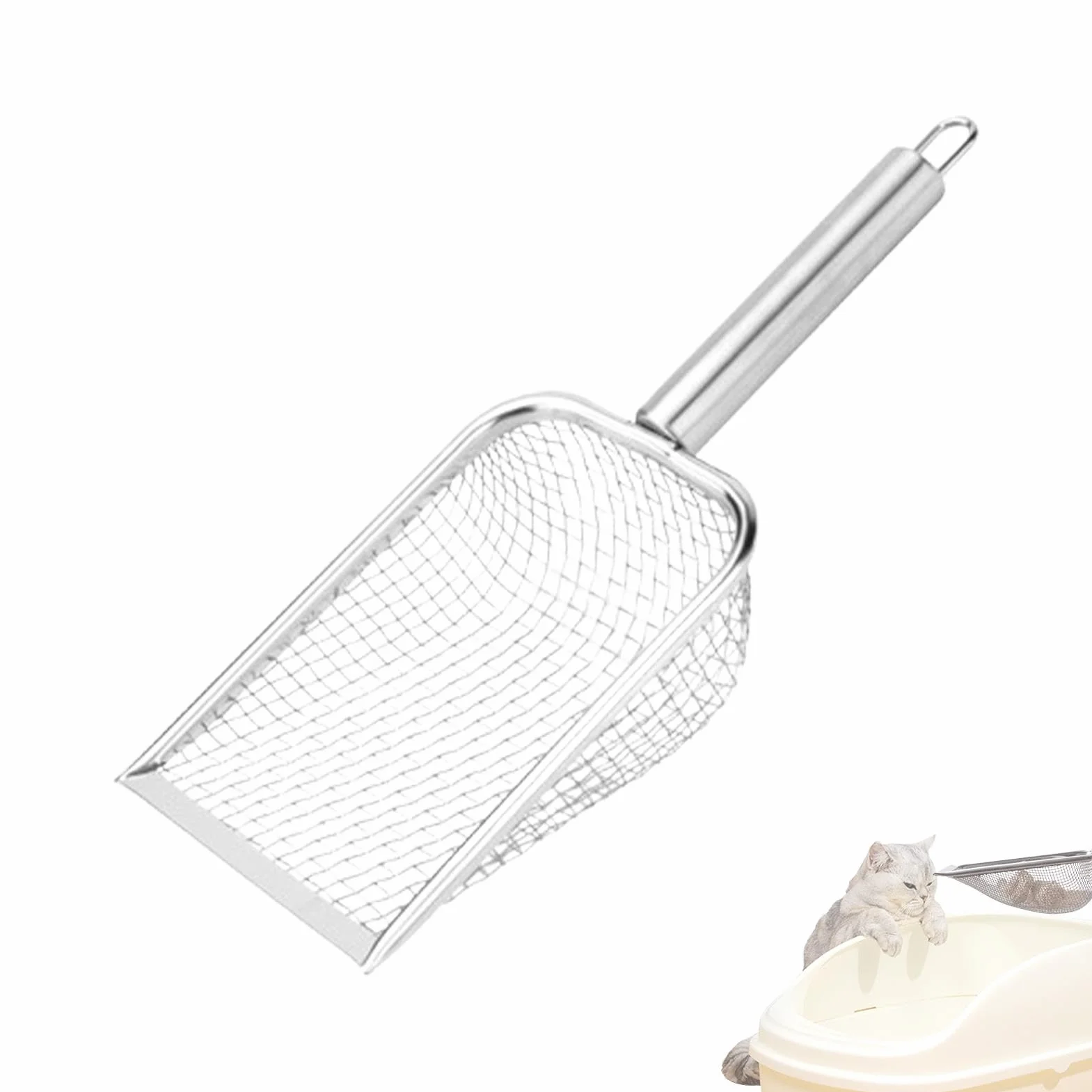 Generico Cat Litter Metal Scoop, przenośny karafka do strzyżenia kota, ze stali nierdzewnej, łyżka do pomponów, narzędzie do szufelek dla kotów i muszli, podnoży dla żabek dla żabek, kotów i żółwi