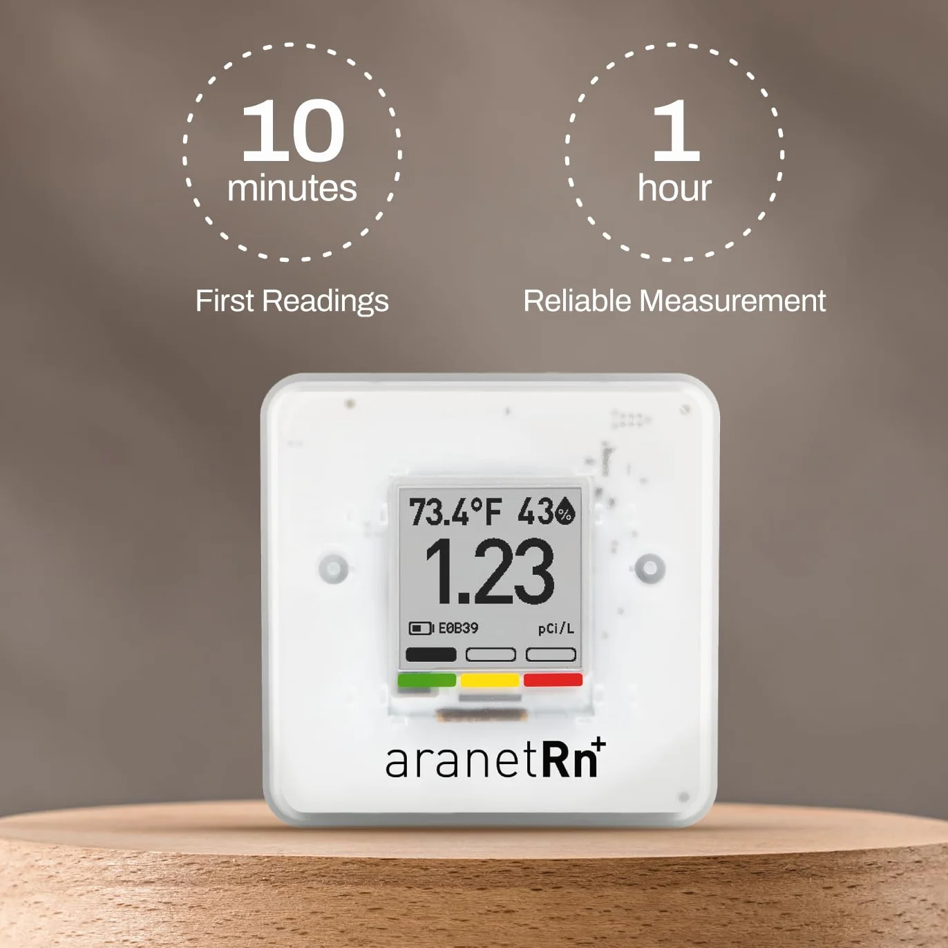 SAF Aranet Home Radon Detector : Pomiar 10 min, temperatura, wilgotność względna, ciśnienie, wyświetlacz e-Ink, 7-letnia bateria, przenośny z bezpłatną aplikacją