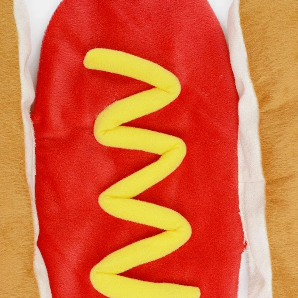 Kostium dla zwierzęcia domowego, kostium w kształcie hot doga, jamnik, kiełbasa, regulowana, cosplay, ubrania dla szczeniaka, ciepłe ubranie dla szczeniaka, przebranie dla psa
