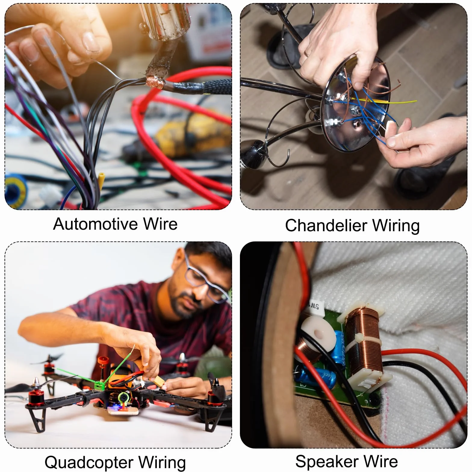 QUARKZMAN 30 rozstaw kół, silikonowy drut, 30 AWG, przewód elektryczny, elastyczny, ocynkowany, drut miedziany, drut hakowy o wysokiej temperaturze, 10 kolorów, 1,5 m, do modeli samochodów, urządzeń