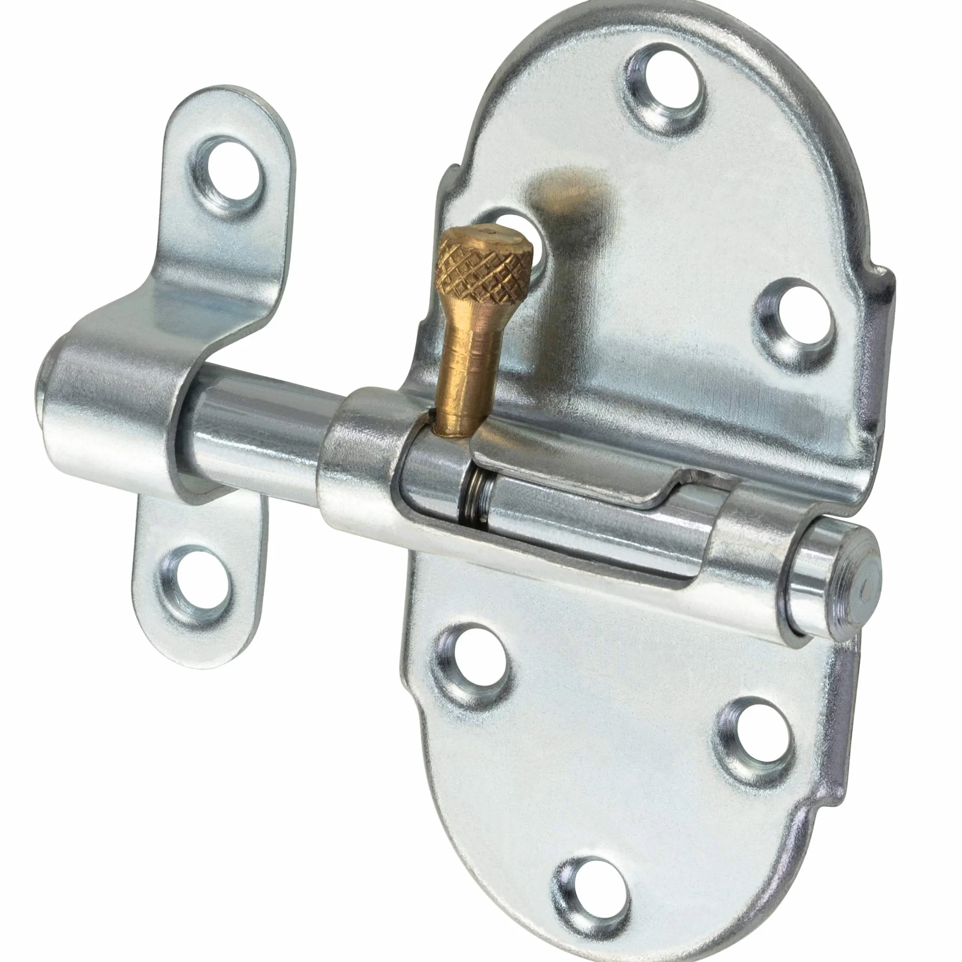 Gedotec Metalowy rygiel do drzwi z zabezpieczeniem sprężynowym - H7006 | sworznie sprężynowe z skokiem 25 mm | stal niklowana polerowana | 1 sztuka - zamknięcie drzwi do mebli, drzwi i szafek