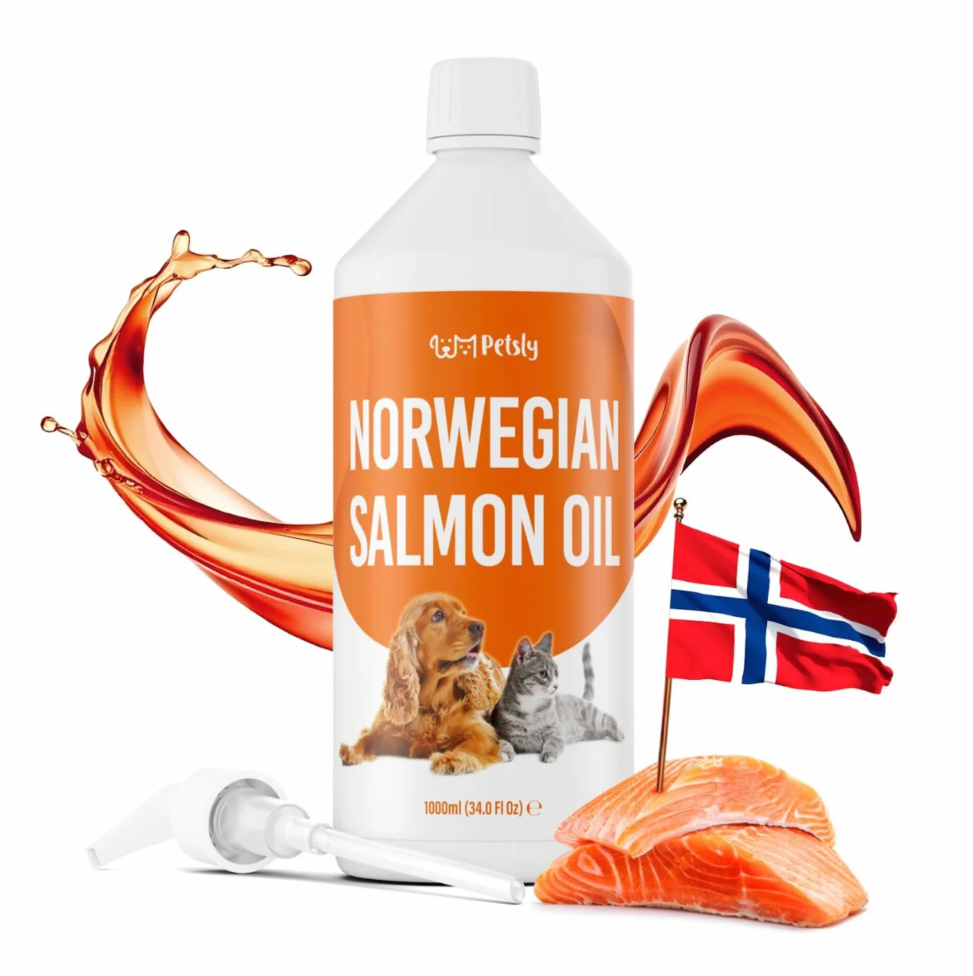 Olejek z łososia dla psów i kotów 1L 100% naturalny Omega 3,6,9 Norweski