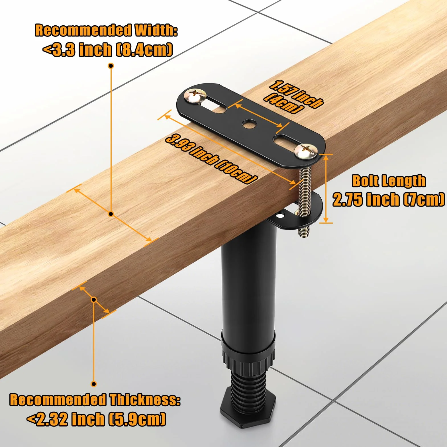 Yosoo Health Gear 6 szt. Noga Podporowa łóżka 18-32cm Regulowana wysokość Listwa środkowa łóżka Noga Podporowa z Pierścieniem Blokującym do Mebli