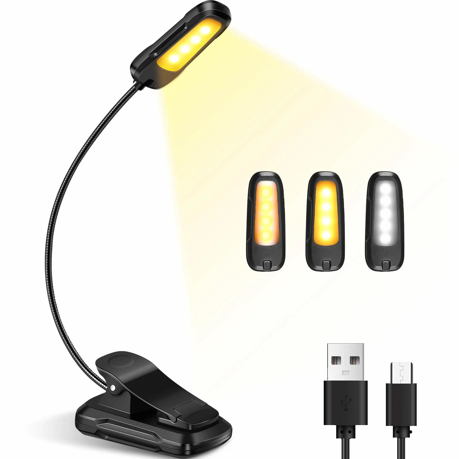 Diboniur, Szczypce światła, 9 diod LED 3 tryby z USB Akumulator, 360° elastyczny szyi klip do czytania książek w podróży awaryjne