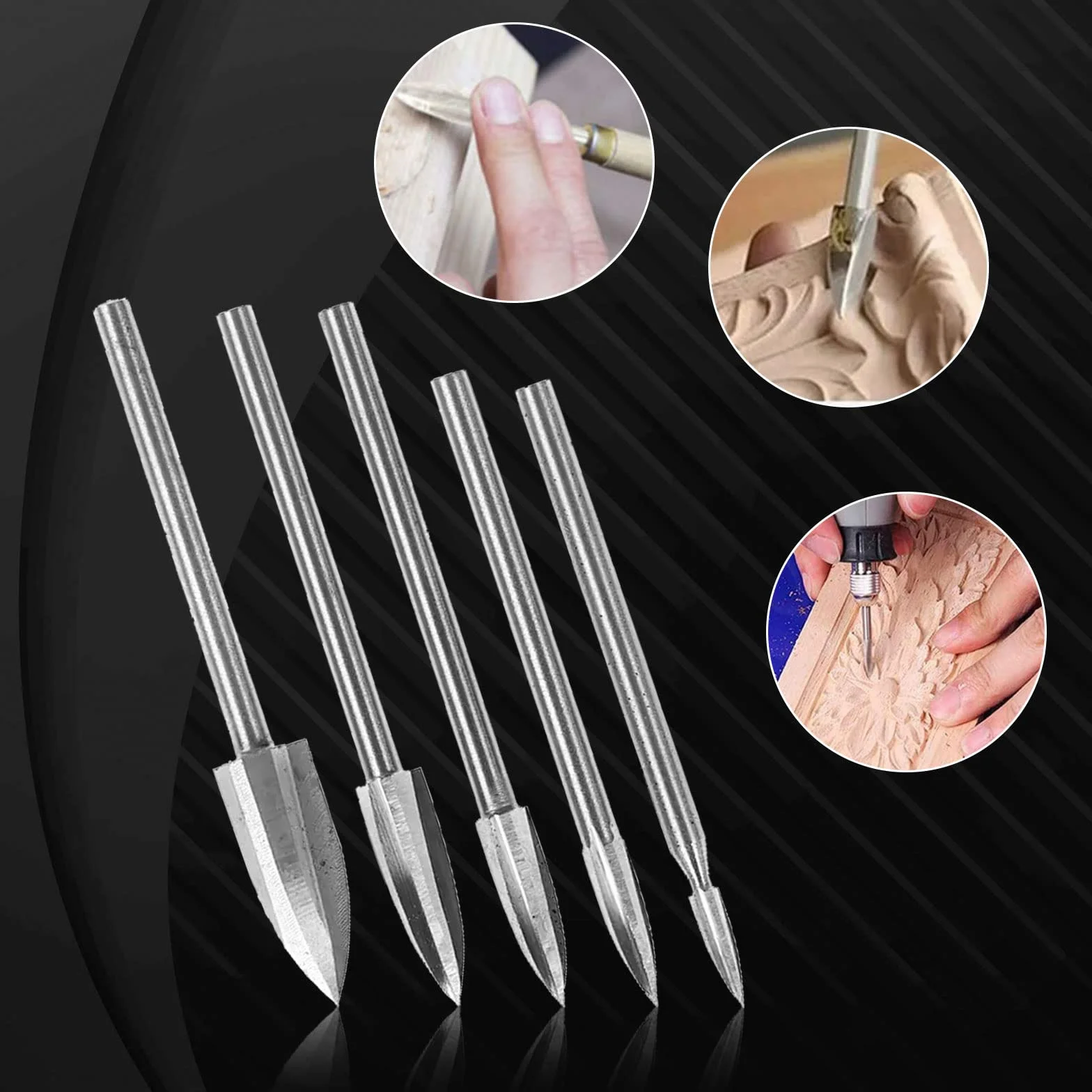 10 sztuk wierteł do grawerowania w drewnie, frez HSS z węglika spiekanego grawerowania z chwytem 1/8" (3 mm) , zestaw obrotowych bitów do obróbki drewna, rzeźbienia, grawerowania, wiercenia