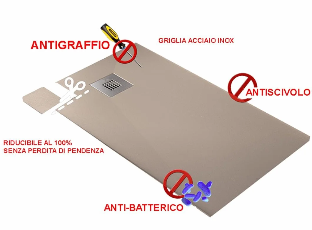 Brodzik prysznicowy 100 x 110 cm czarna linia marmur z drutem