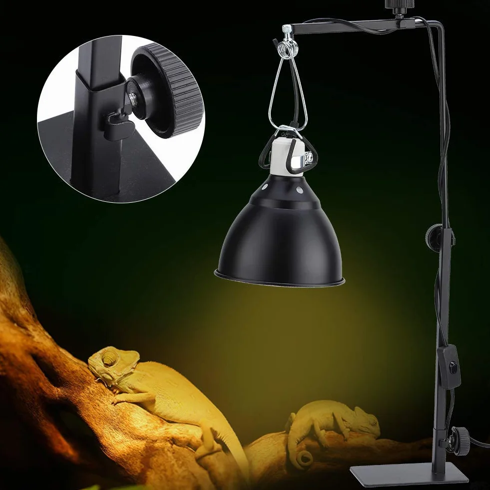 Stojak na lampę z gadami, regulowana wysokość metalowy uchwyt lampy płazy wąż jaszczurka żółw pająk terrarium lampa ciepła wieszak wspornik lampy podłogowej stojak