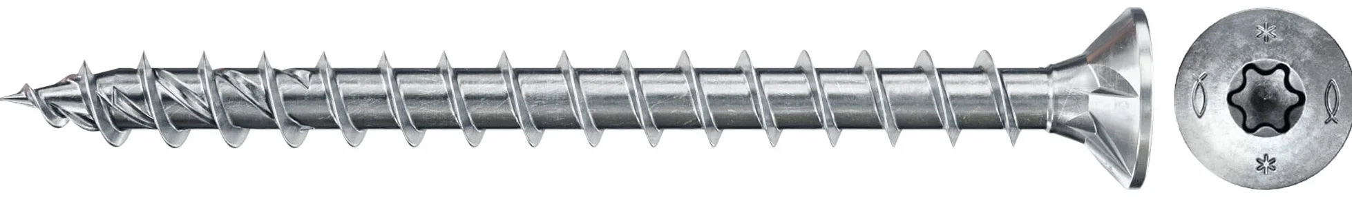 fischer 50 x wkręt do płyt wiórowych Power-Fast II 5,0x60, łeb stożkowy z gwiazdą wewnętrzną TX pełny gwint ocynkowany galwanicznie, pasywowany na niebiesko (nr art. 670682)