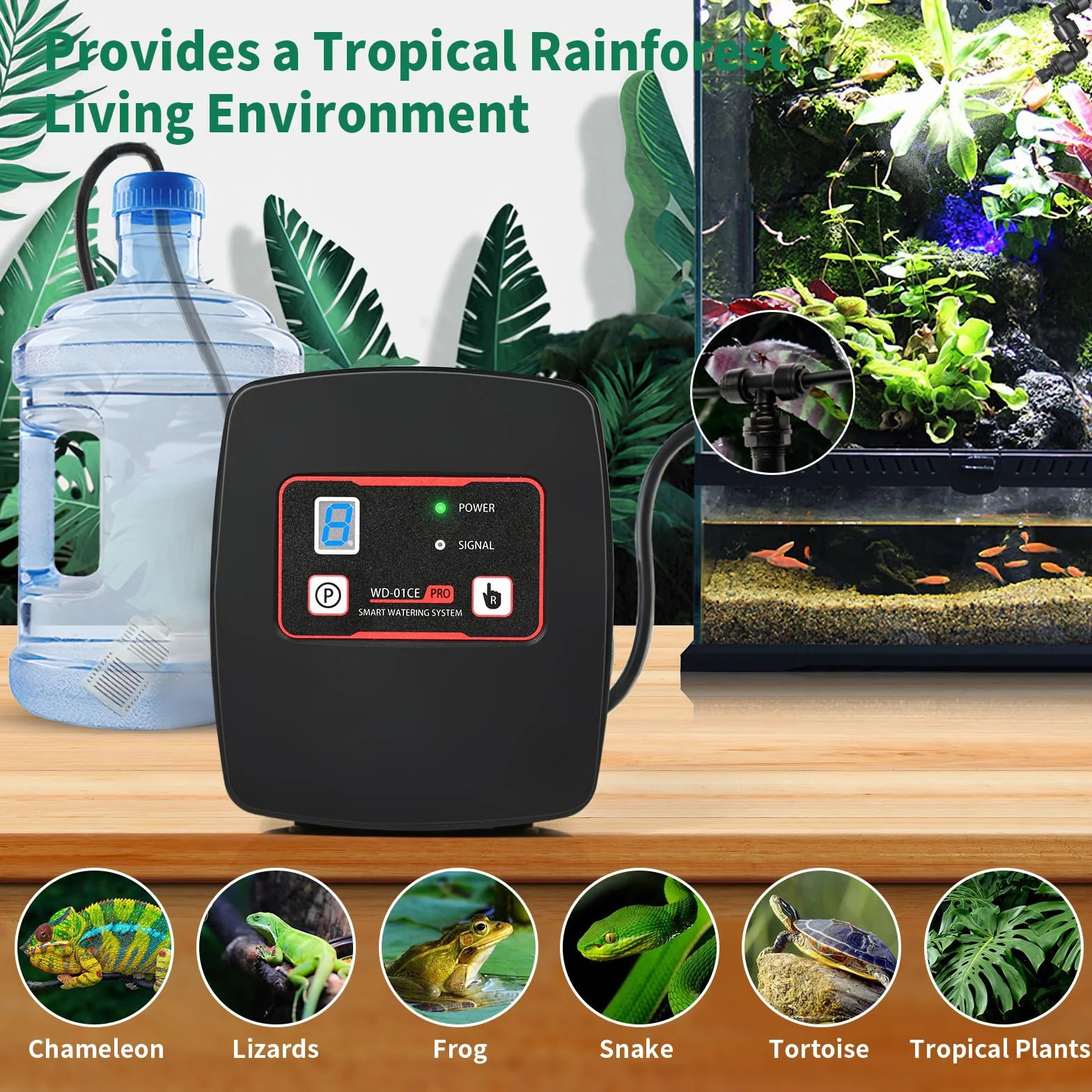 Inteligentny system nawadniania terrarium inteligentny system zraszania terrarium, nawilżacz powietrza z timerem i dyszami natryskowymi