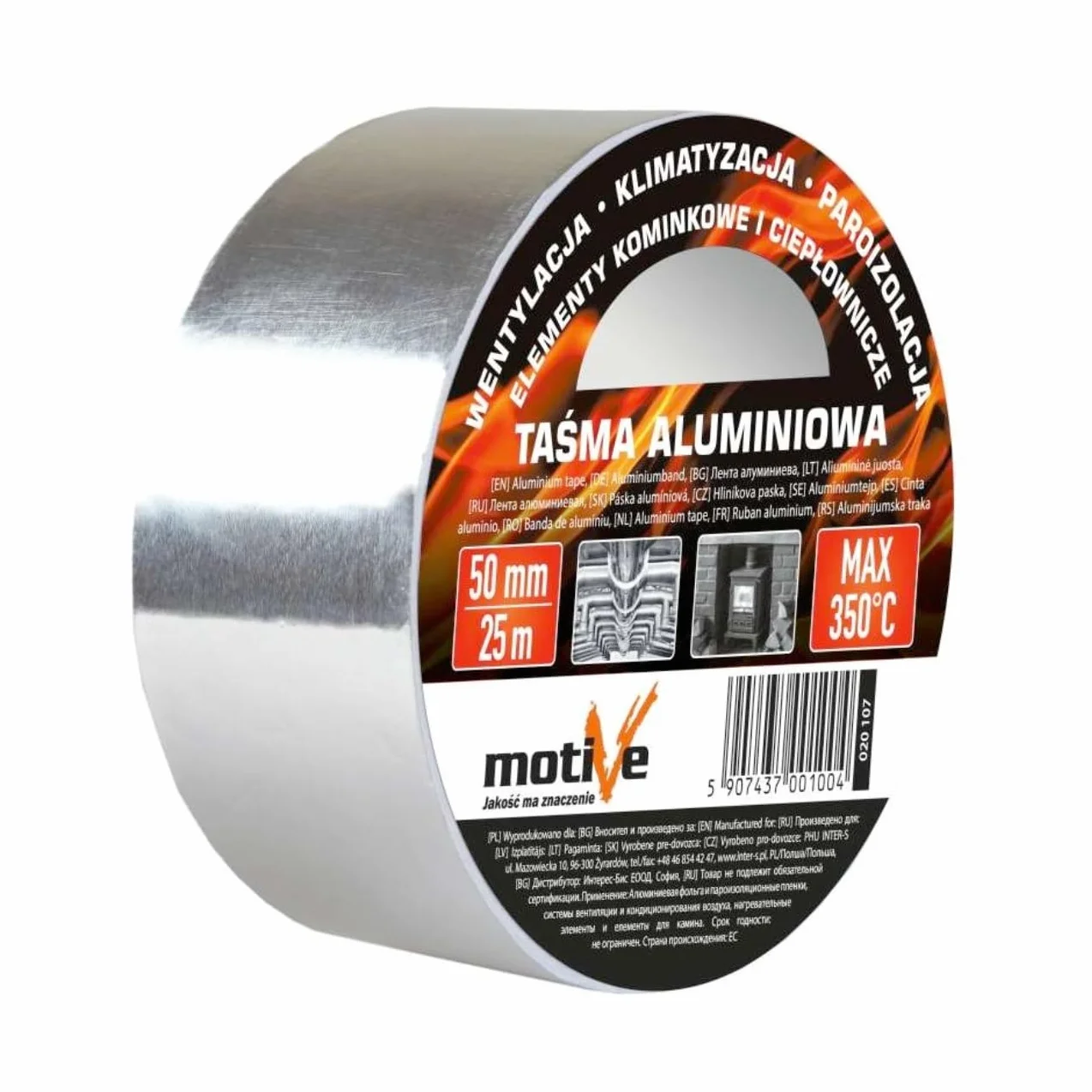 AGROHIT Aluminiowa taśma klejąca w rolce 350°C, 50 mm/25 m lub 50 mm/50 m