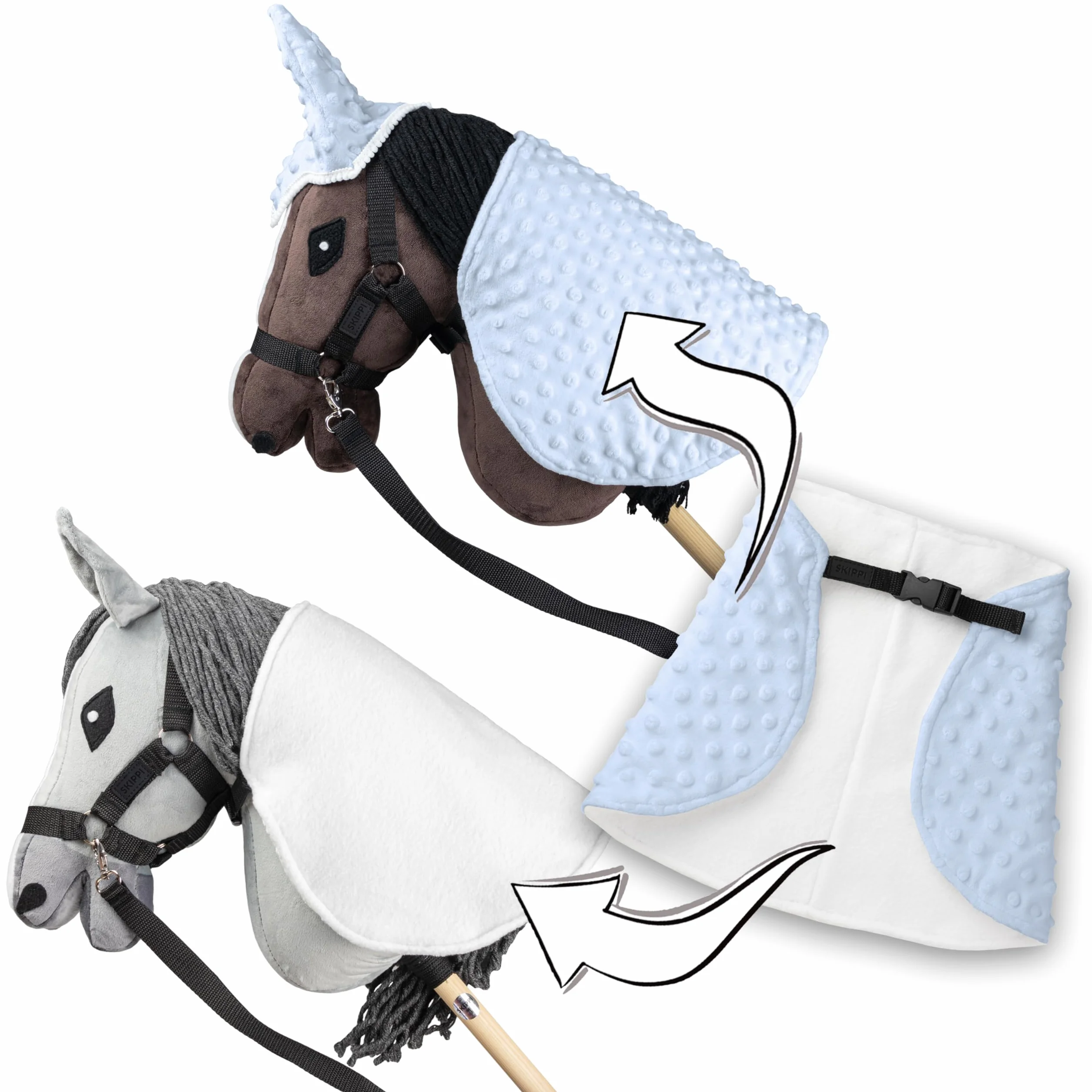 SKIPPI Derka i Nauszniki dla Hobby Horse - Błękitna, Hobby Horse Akcesoria