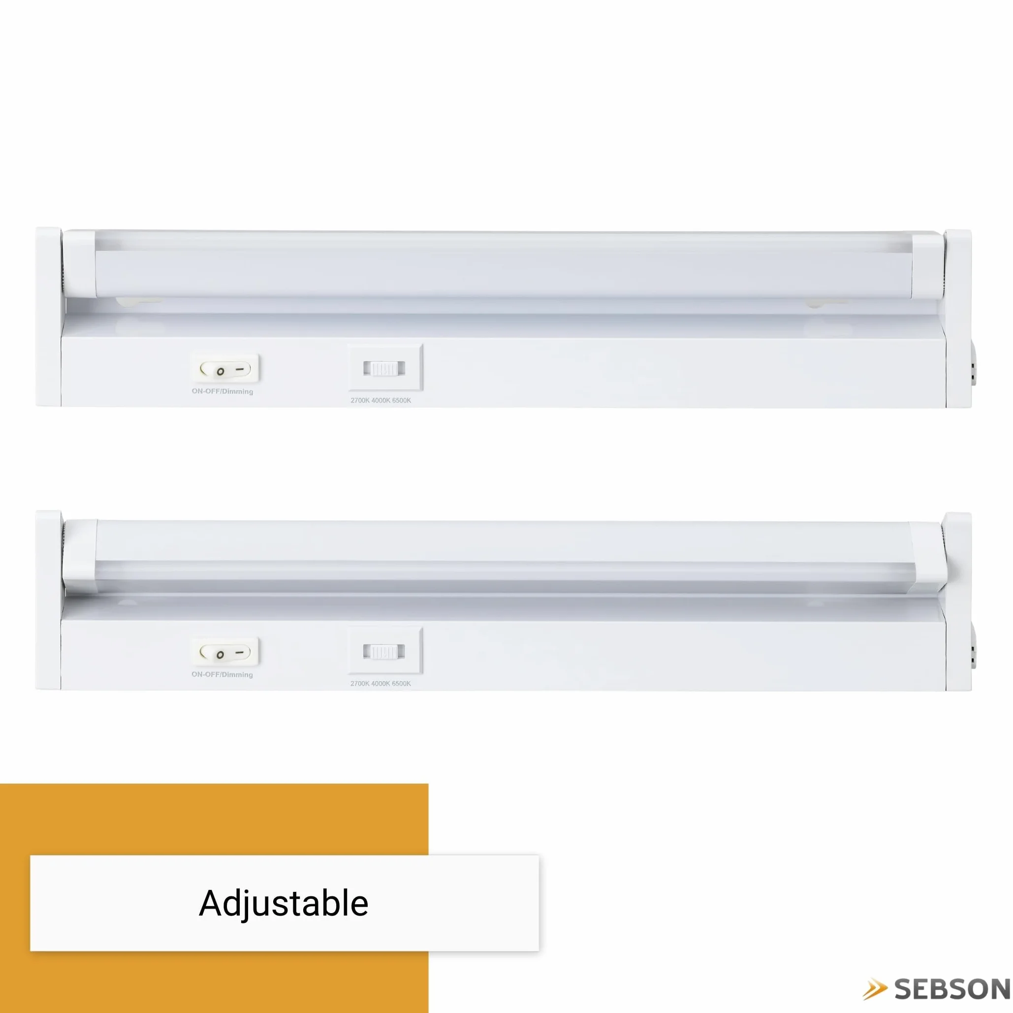 SEBSON Lampa podszafkowa LED do kuchni, 30 cm, możliwość ściemniania, 3 kolory światła 2700 K/4000 K/6500 K, wychylna, przełącznik i wtyczka 230 V, listwa świetlna z możliwością przedłużenia
