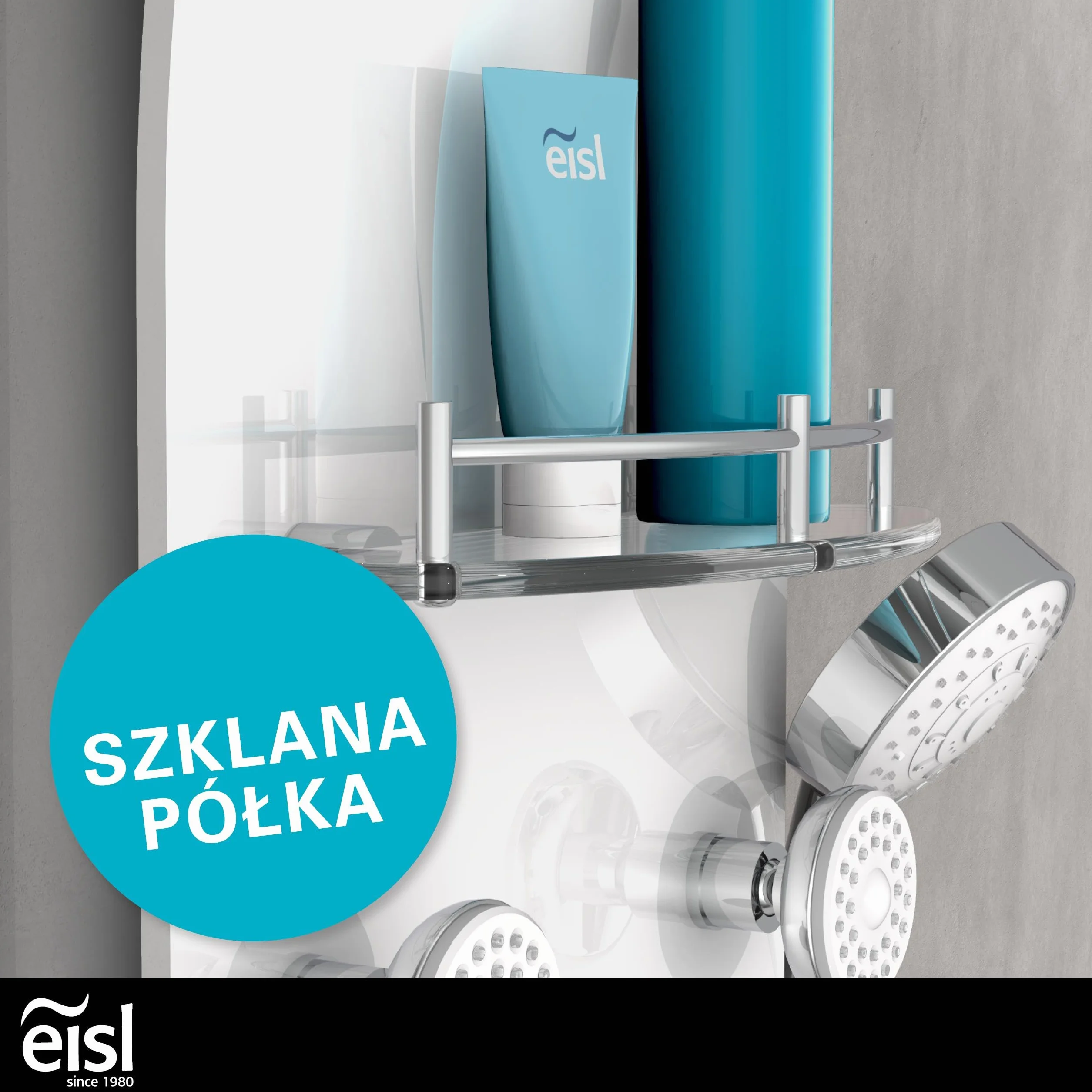 Panel prysznicowy wellness Caribbean Eisl z 6 dyszami, kolorowe szkło bezpieczne, biały ORSP-YMSBW