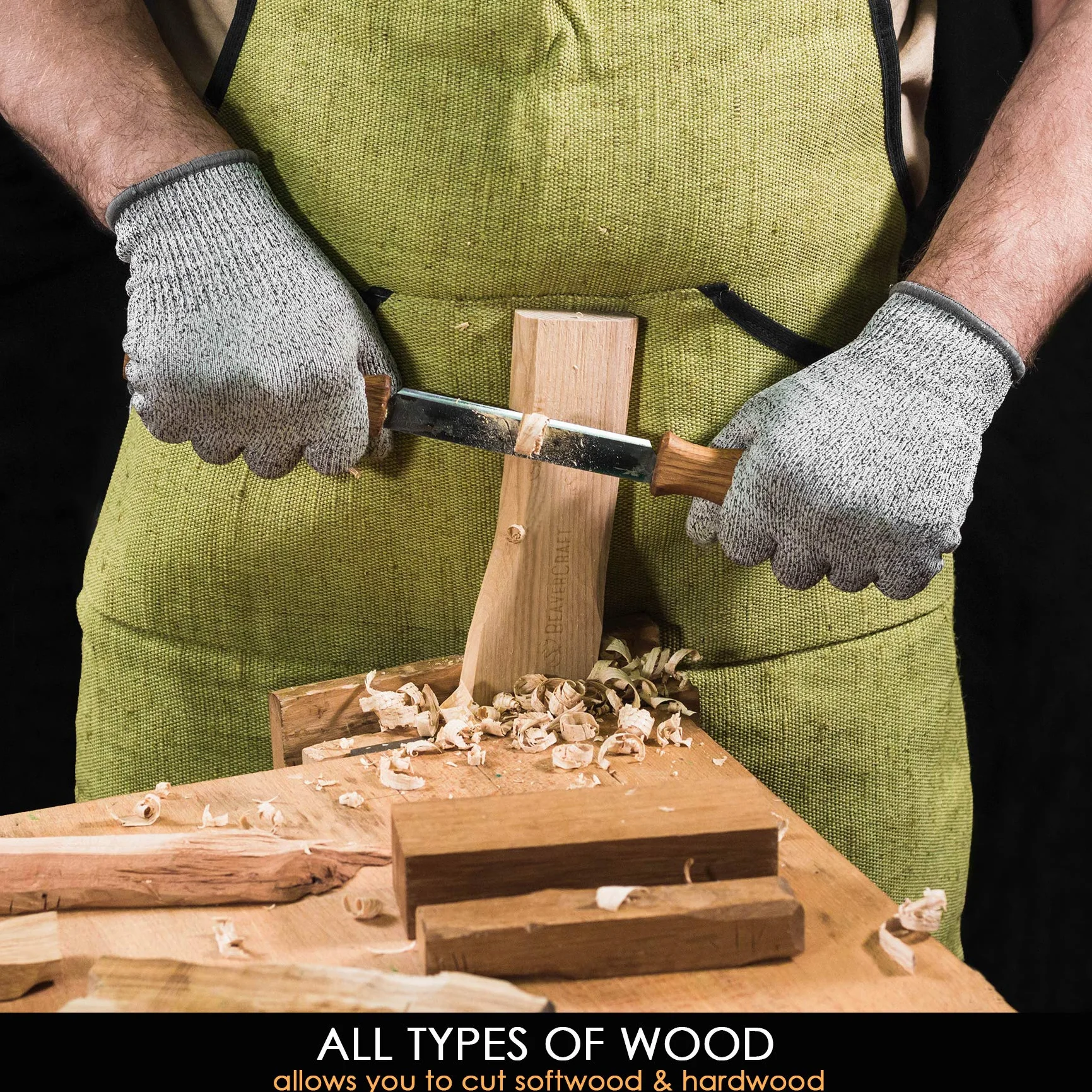 BeaverCraft Nóż do strzyżenia DK1s - 11 cm prosty narzędzia do rzeźbienia w drewnie, narzędzie ręczne do obróbki drewna, nóż do strzyżenia w drewnie ze skórzaną pochwą