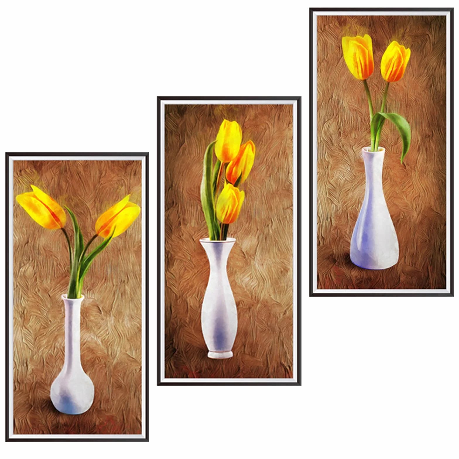 3 sztuki tatuaży ścienne do salonu, wazony 3D, naklejki do ścian, wazon, tulipany, zielone rośliny, dekoracja ścienna (30 x 60 cm)