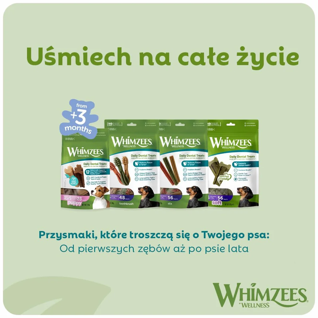 WHIMZEES Szczoteczka XS, 48 Sztuk – Rozmiar XS, Gryzaki Dentystyczne dla Bardzo Małych Psów, Naturalne, Bezzbożowe, Bez Dodatku Cukru
