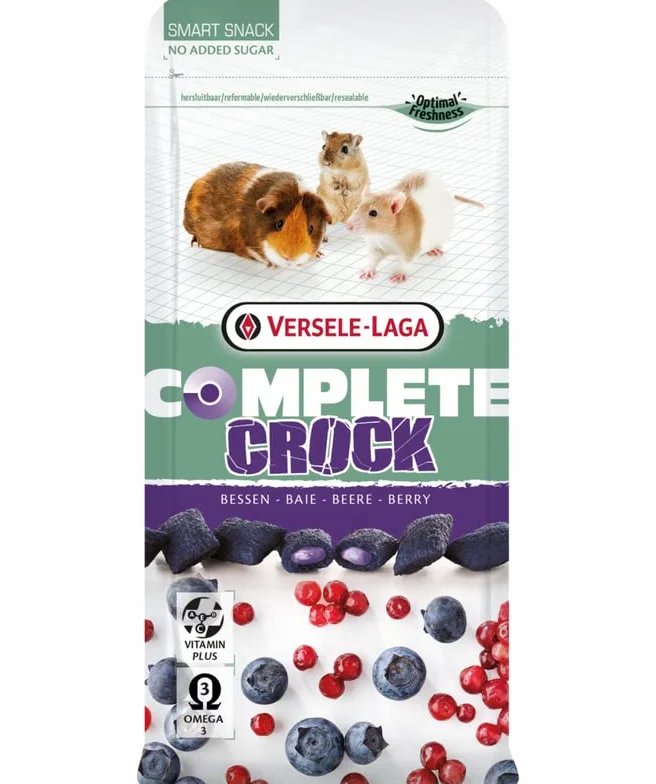 Versele-Laga Kompletna jagoda Crock | potrójne opakowanie | 3 x 50 g | Przekąski dla królików i gryzoni | Chrupiąca i miękka skorupa nadziewana jagodami | Łatwe do trawienia i bez dodatku cukru