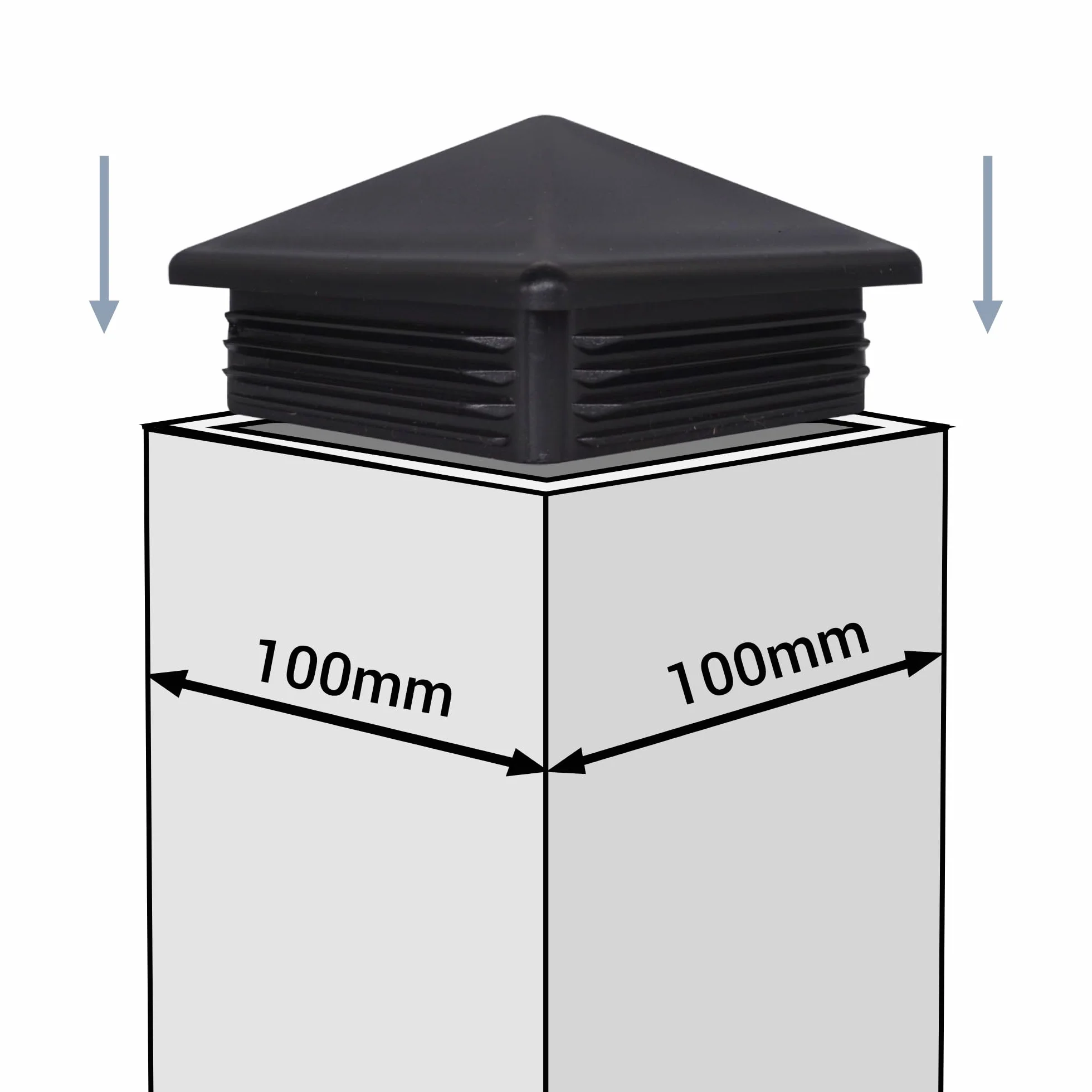 Zatyczki plastikowe kwadratowe 100 x 100 mm RAL 9005 Czarny 2 szt.