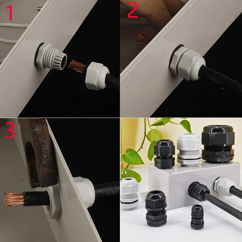 Gebildet Dławik Kablowy, PG11,Tworzywo Sztuczne, IP68, Wodoodporne, Regulowane Złącze Dławika Kablowego 5.0–10mm z Uszczelkami,Złącze Przewodów M18 x 1.5, OchronaPrzewodów (białe)