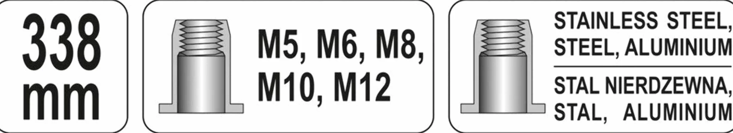 YATO Narzędzie HAND NUT TOOL M5/ M6/ M8/ M10/ M12 - YT-36119